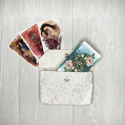 White Floral Tarot Clutch