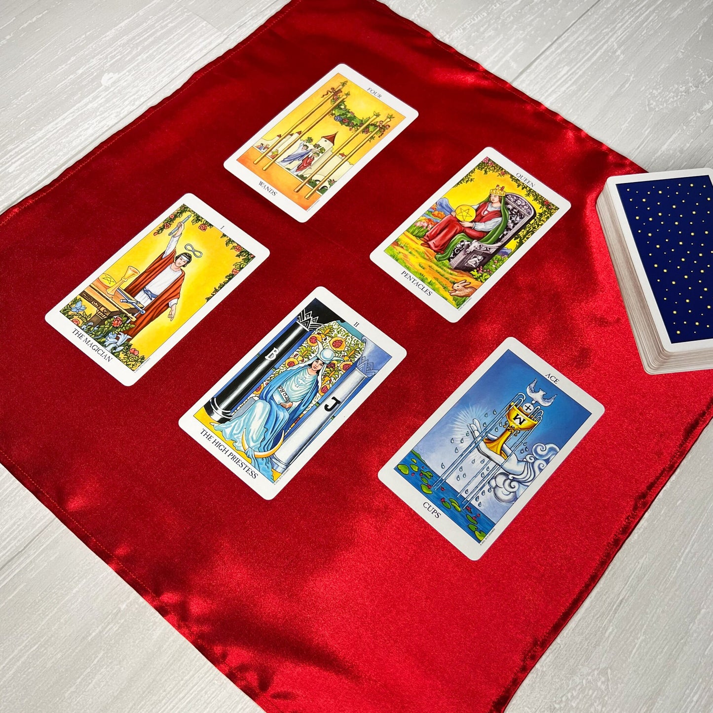 Red Satin Tarot Cloth, Altar Ritual Cloth, Rune Casting, Tarot Reading Supplies, Witchcraft Wiccan Pagan Gift Supplies, Divination Tools