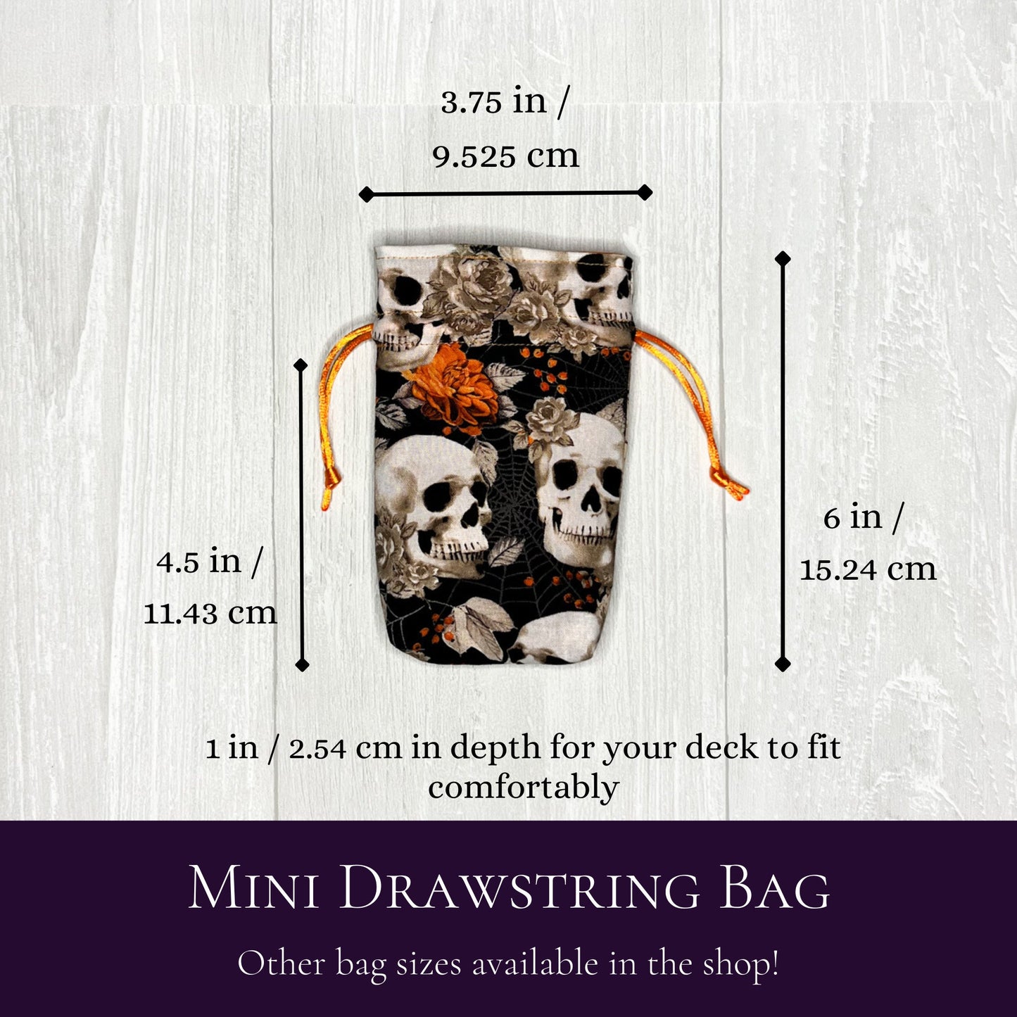 Mini Orange Skulls Tarot Deck Bag, Pocket Tarot Drawstring Pouch, Dice Rune Crystal Bag, Witchcraft Pagan Supplies Gifts, Divination Tools