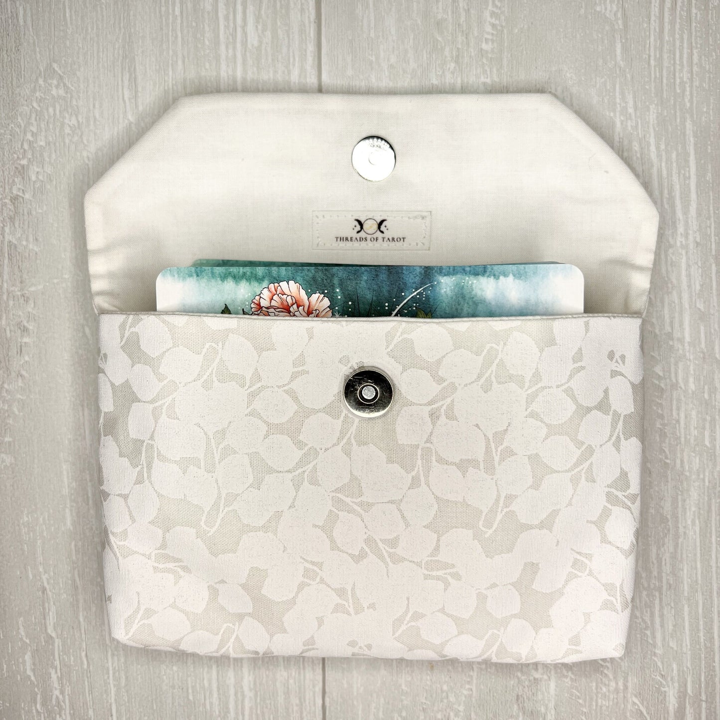 White Floral Tarot Clutch