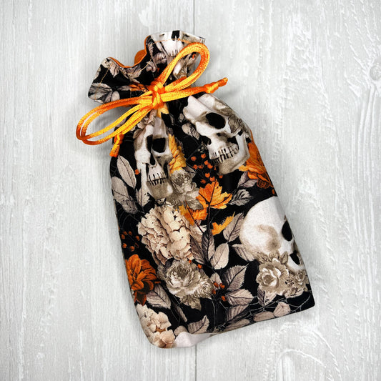 Orange Skull Tarot Bag, Drawstring Pouch, Tarot Deck Storage Holder, Standard Tarot, Halloween Witchcraft Divination Tools Gifts & Supplies