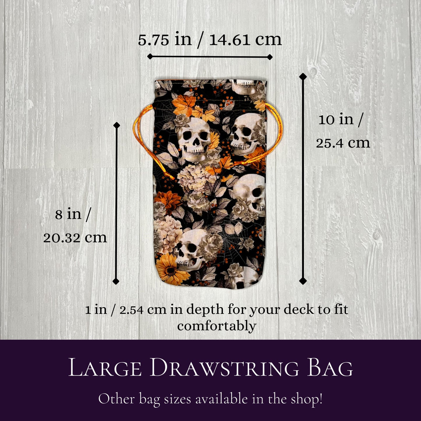 Large Skull Tarot Bag, Drawstring Pouch for Tarot & Oracle Deck, Divination Tools, Giant Tarot Deck, Witchcraft and Wiccan Gift Supplies