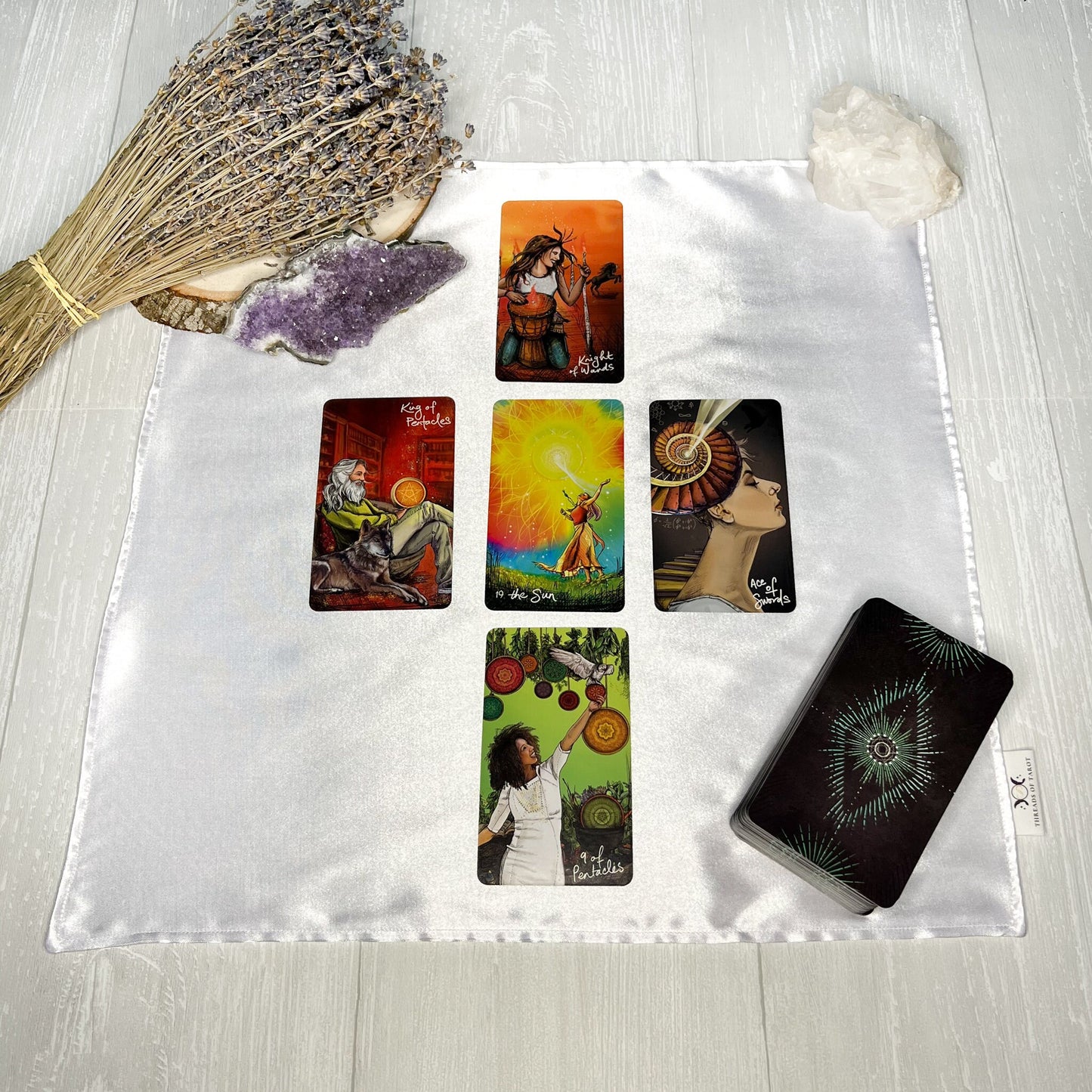White Satin Tarot Altar Cloth