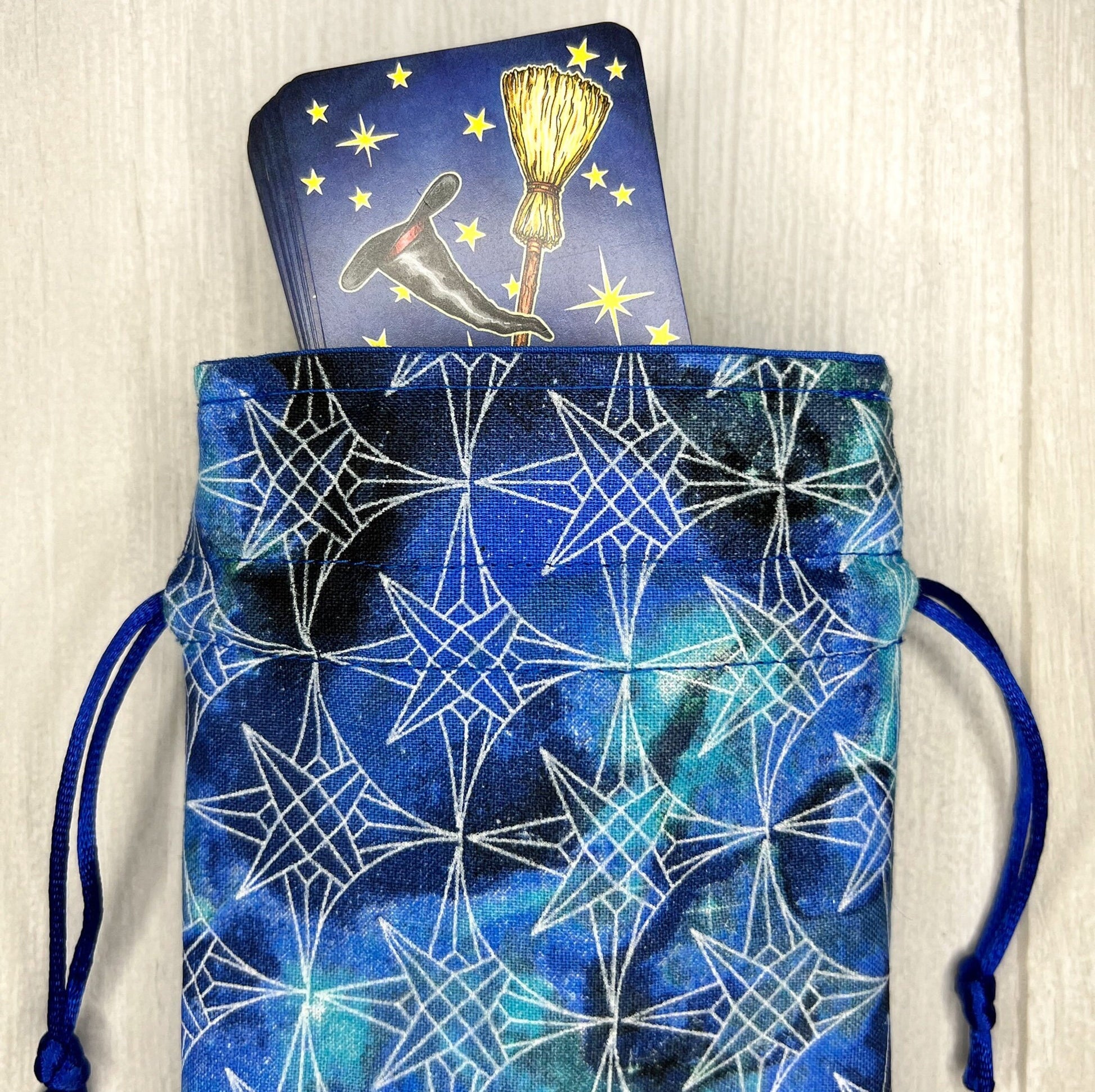 Geometric Star Mini Tarot Deck Bag, Drawstring Pouch, Pocket Tarot, Dice Rune Bag, Witchcraft Wiccan Pagan Supplies Gifts, Divination Tools