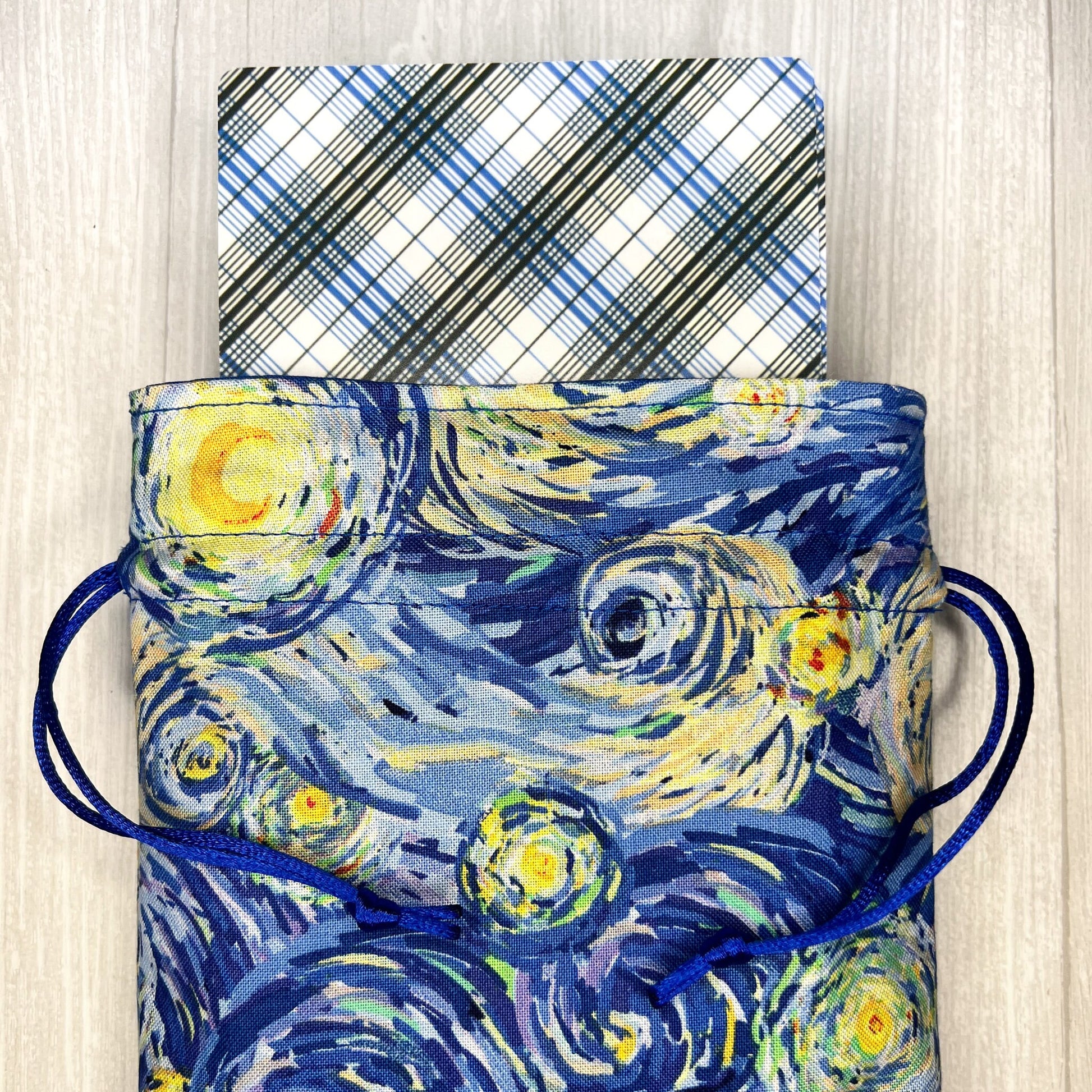 Large Starry Night Tarot Deck Bag, Blue Oracle Card Drawstring Pouch, Deck Storage Holder, Pagan Witchcraft Divination Tool Gifts & Supplies