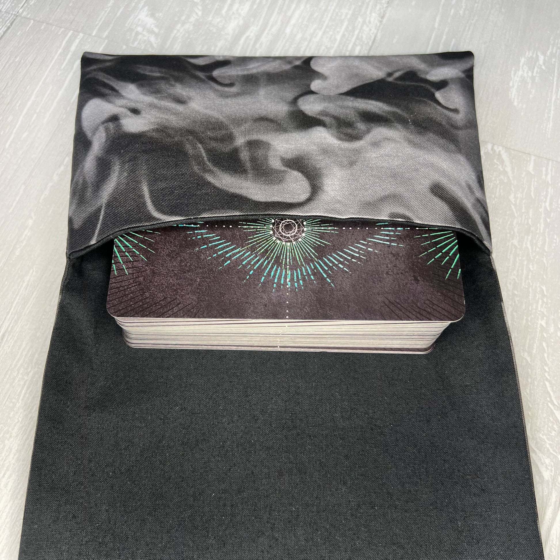 Gray & Black Tarot Wrap, Smoky Air Element Tarot Fold Over Pouch, Tarot Supplies and Accessories, Tarot Card Holder, Divination Tools