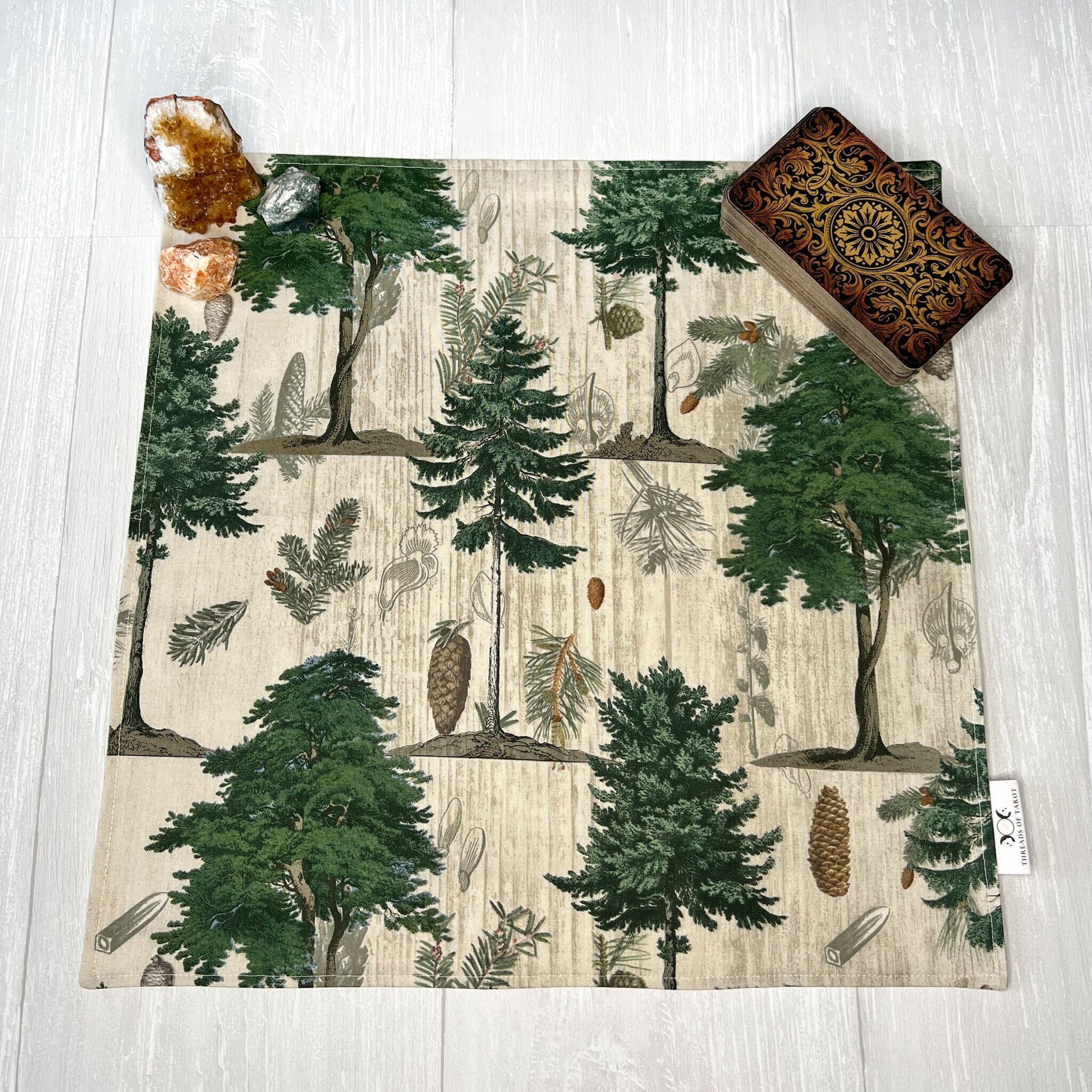 Tree Altar Cloth, Foresty Tarot Reading Cloth, Earthy Tarot Reading Supplies and Accessories, Rune Casting Cloth, Witch Tarot Reader Gifts