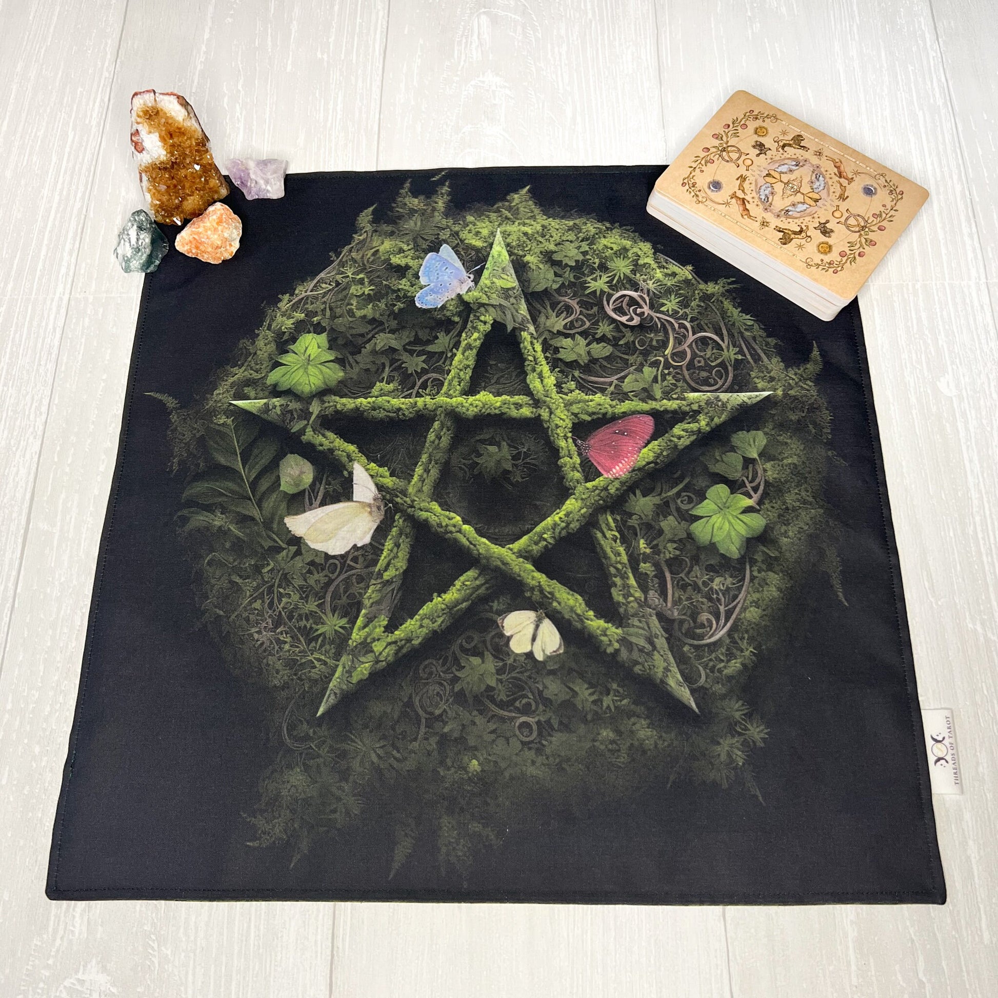 Earthy Pentacle Altar Cloth, Tarot Reading Cloth, Earthy Tarot Reading Supplies and Accessories, Rune Casting Cloth, Witch Tarot Reader Gift