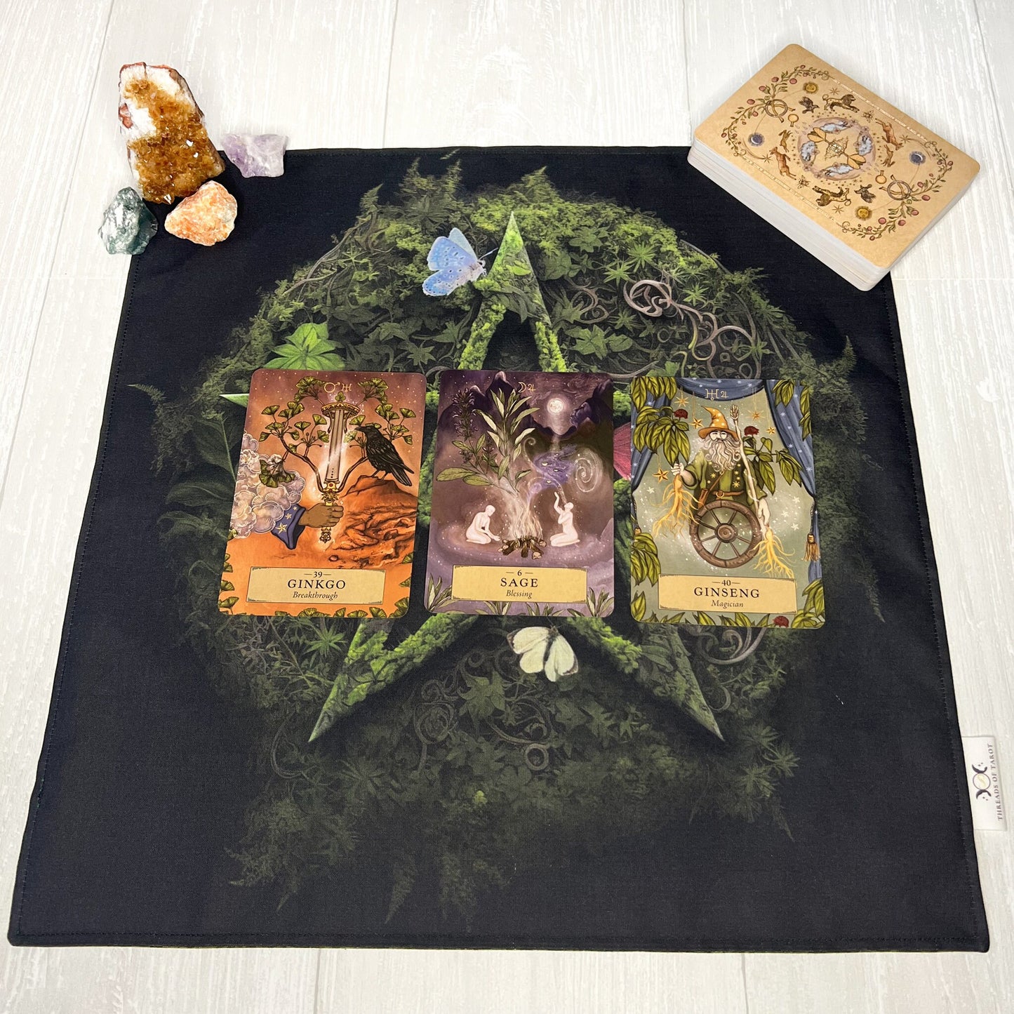 Earthy Pentacle Altar Cloth, Tarot Reading Cloth, Earthy Tarot Reading Supplies and Accessories, Rune Casting Cloth, Witch Tarot Reader Gift