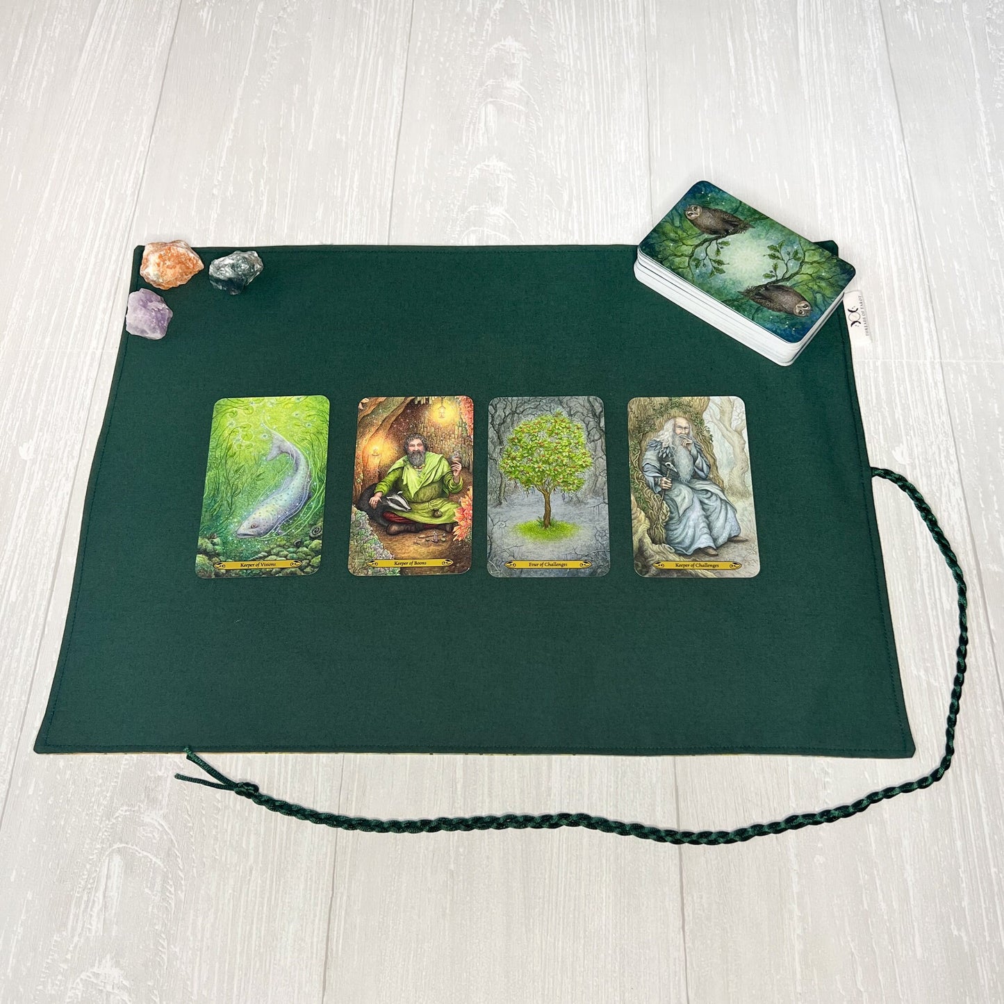 Green Earthy Tarot Wrap, Tarot Deck Storage Cloth, Tarot Card Holder, Pagan Witchcraft Wiccan Divination Tools & Supplies, Tarot Accessories