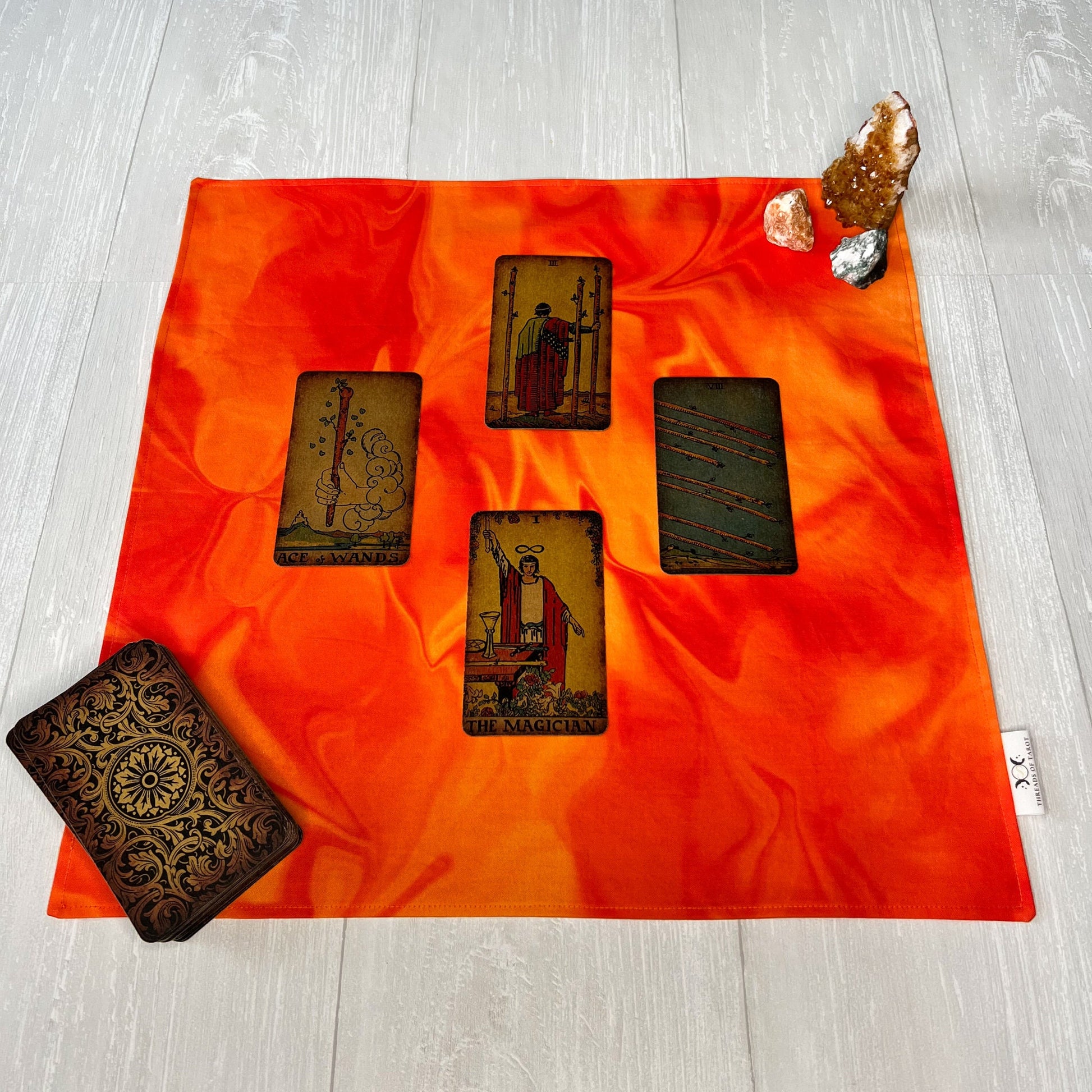 Fire Altar Cloth, Orange Tarot Reading Cloth, Elemental Tarot Reading Supplies and Accessories, Rune Casting Cloth, Witch Tarot Reader