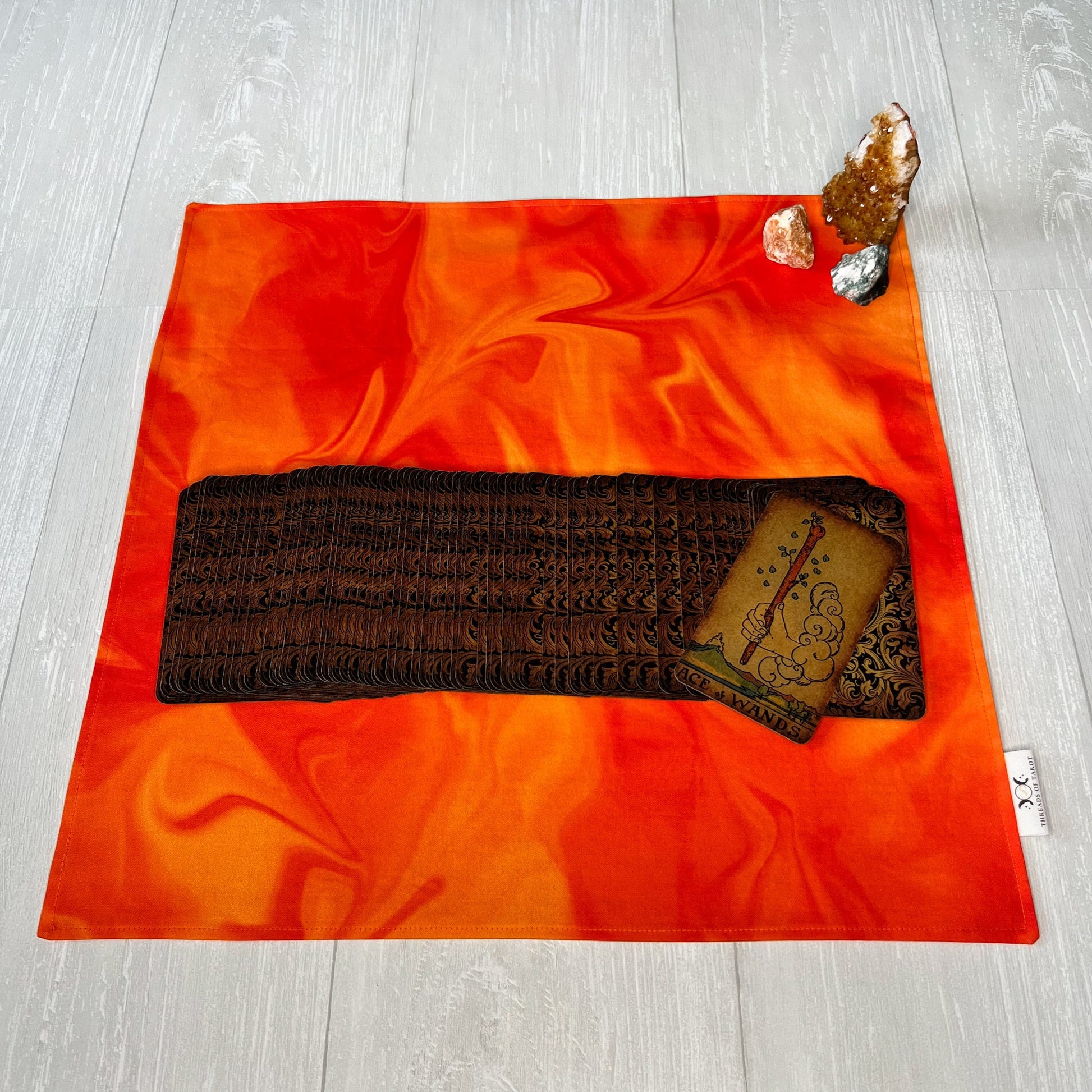 Fire Altar Cloth, Orange Tarot Reading Cloth, Elemental Tarot Reading Supplies and Accessories, Rune Casting Cloth, Witch Tarot Reader