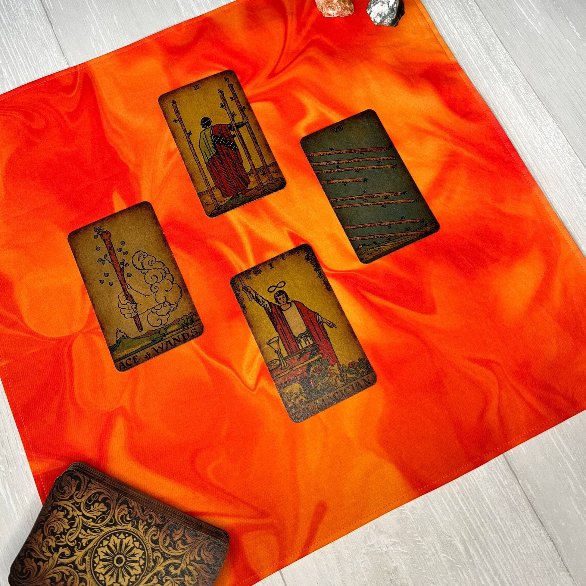 Fire Altar Cloth, Orange Tarot Reading Cloth, Elemental Tarot Reading Supplies and Accessories, Rune Casting Cloth, Witch Tarot Reader