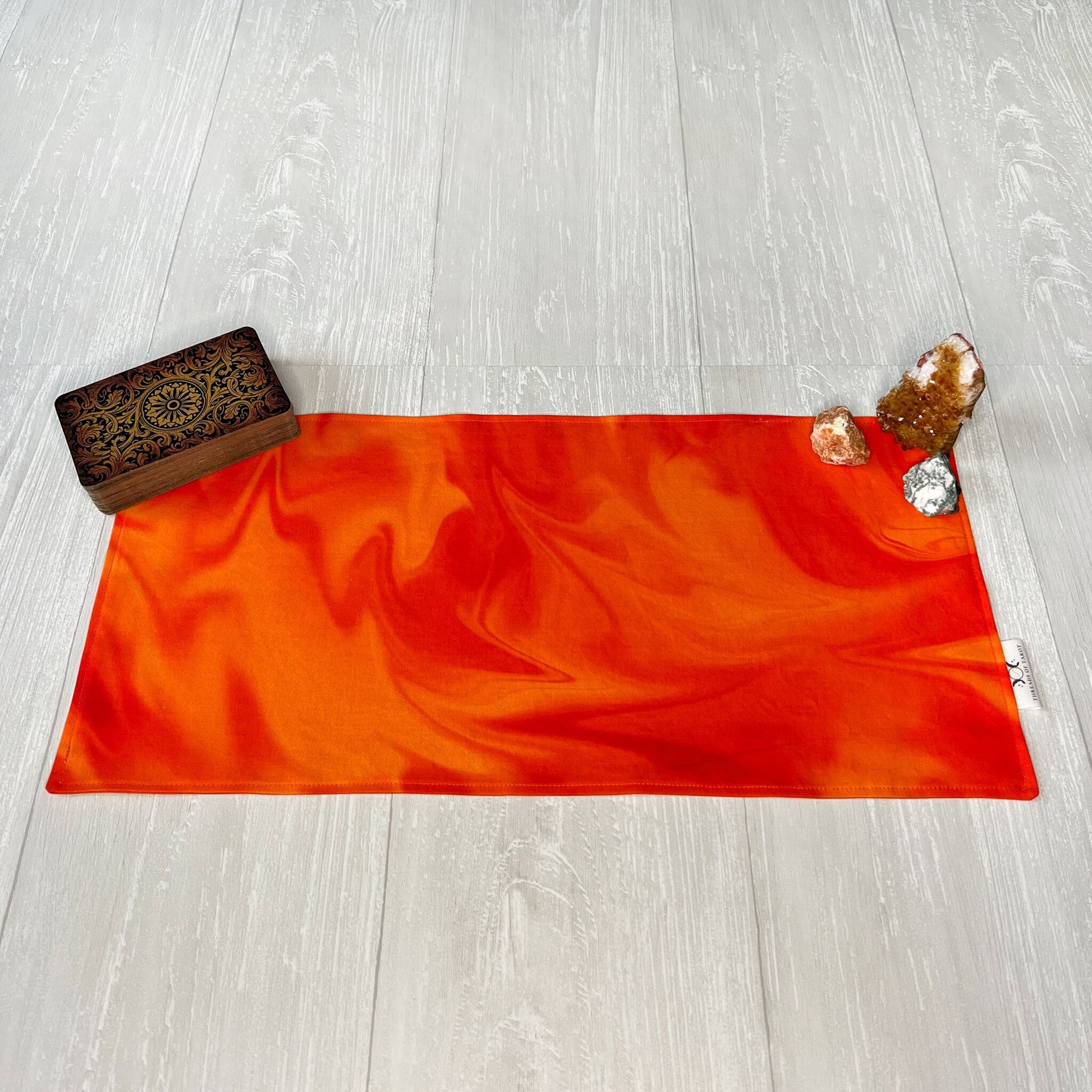 Fire Altar Cloth, Rectangle Orange Tarot Reading Cloth, Elemental Tarot Reading Supplies & Accessories, Rune Casting, Witch Tarot Reader