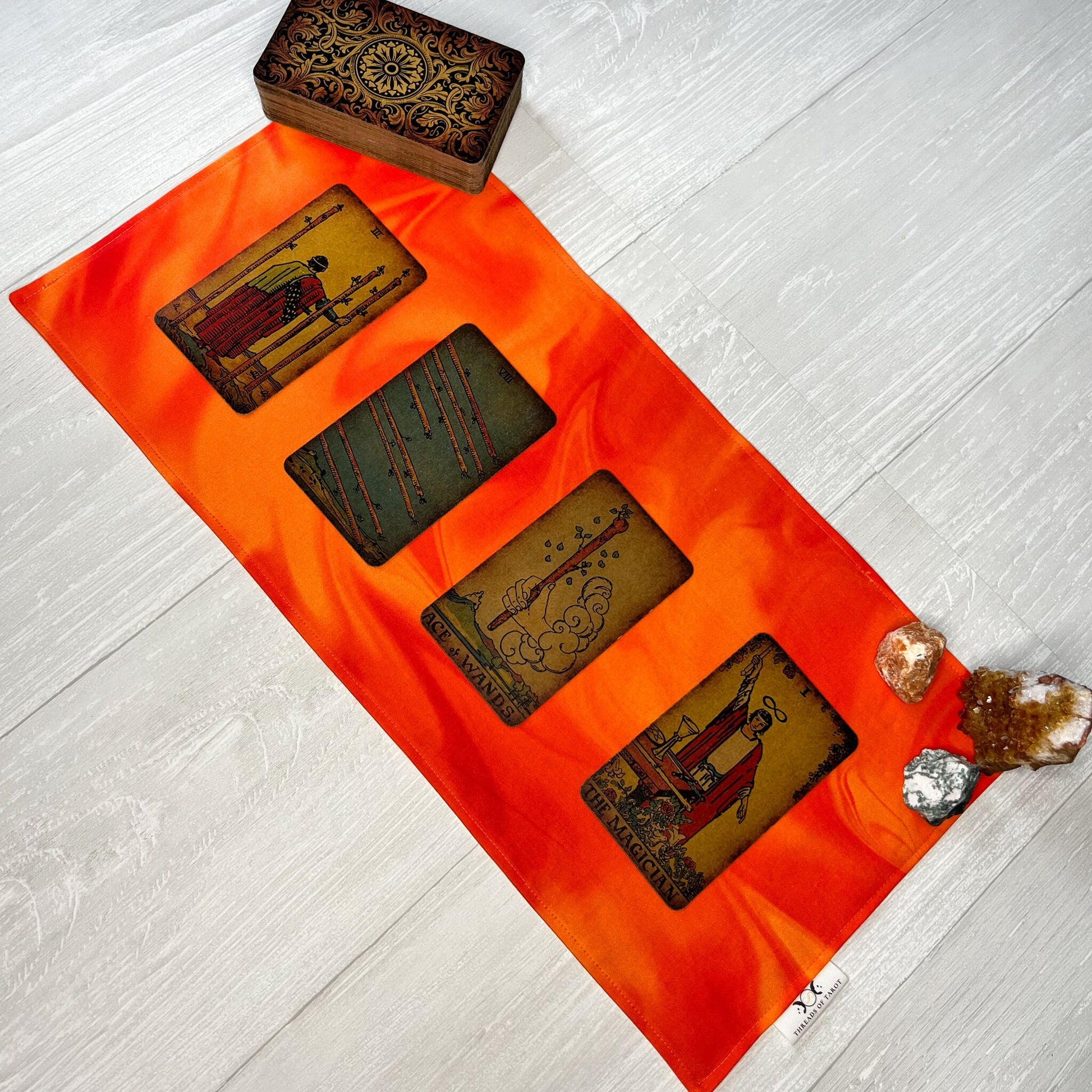 Fire Altar Cloth, Rectangle Orange Tarot Reading Cloth, Elemental Tarot Reading Supplies & Accessories, Rune Casting, Witch Tarot Reader