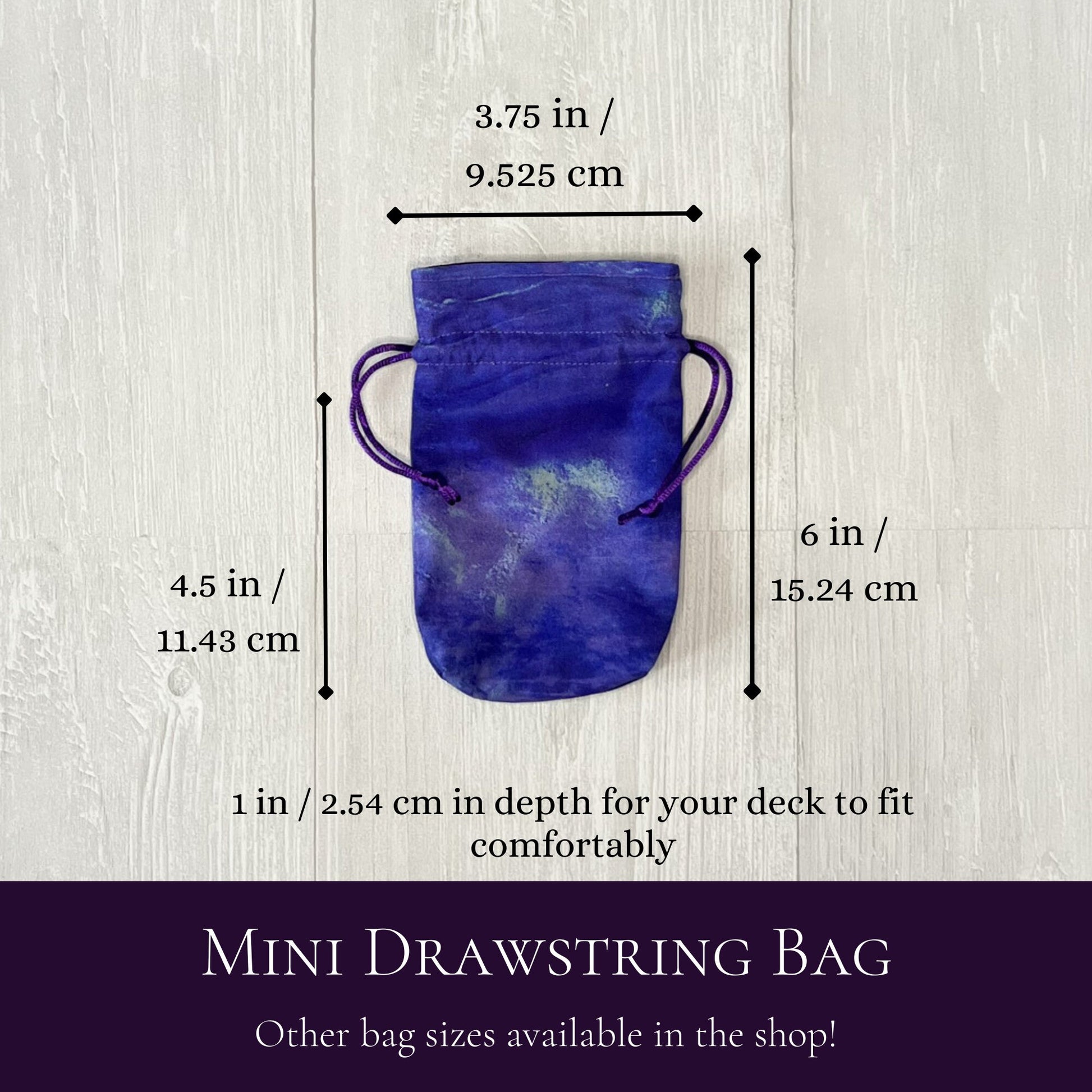 Mini Blue & Purple Tarot Deck Bag, Drawstring Pouch, Pocket Tarot, Dice Rune Crystal Bag, Witchcraft Wiccan Supplies Gift, Divination Tools