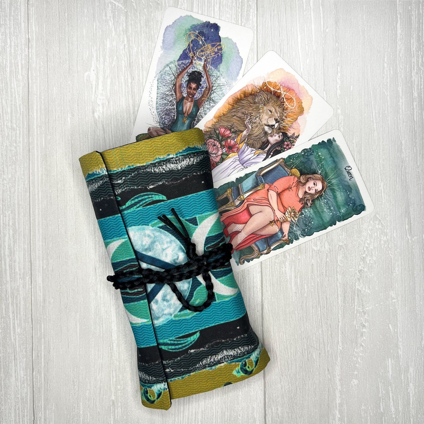 Water Symbol Tarot Wrap, Alchemy Tarot Fold Over Pouch, Tarot Supplies & Accessories, Tarot Card Holder, Divination Tools, Tarot Reader Gift