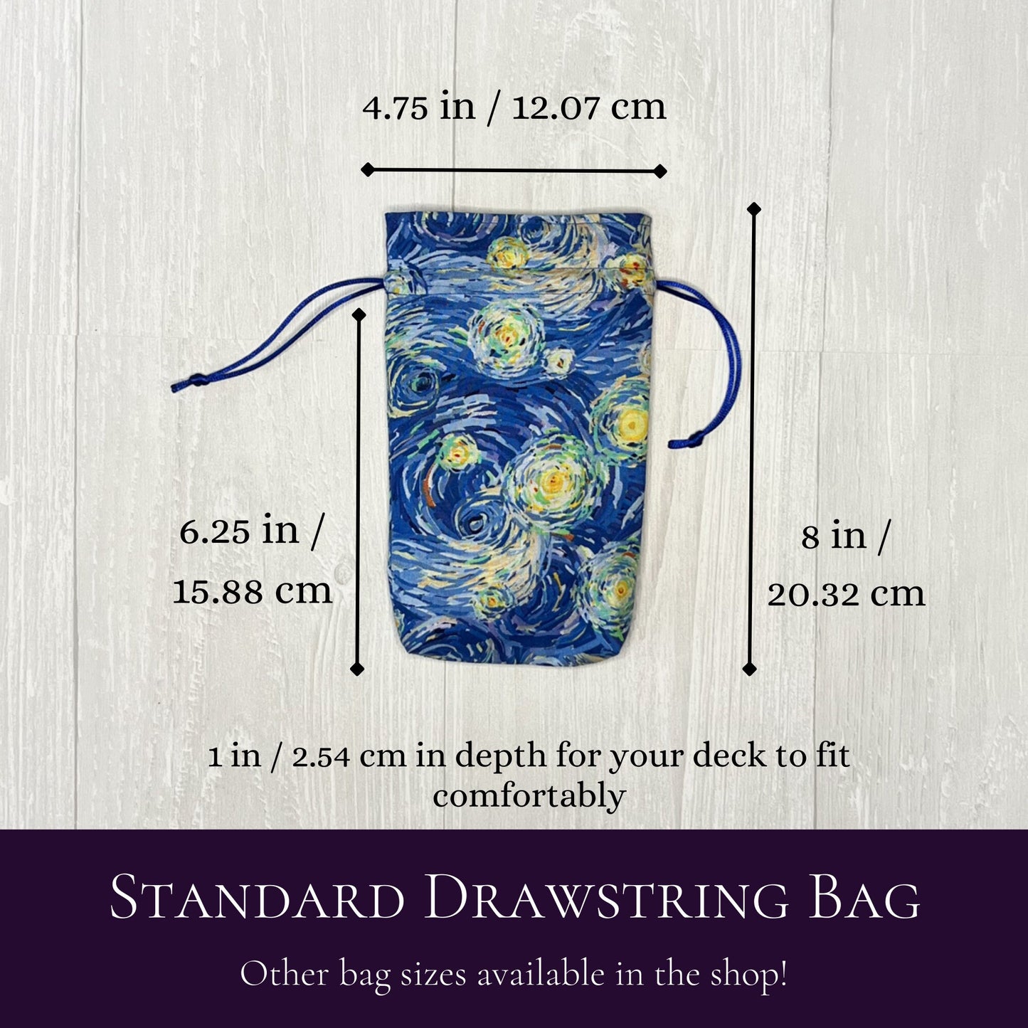 Starry Night Tarot Bag, Blue Van Gogh Drawstring Pouch, Tarot Deck Storage Holder, Pagan Witchcraft Wiccan Divination Tools Gifts & Supplies