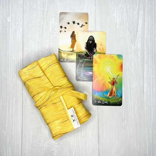 Yellow Tarot Wrap, Tarot Deck Storage Cloth, Tarot Card Holder, Pagan Witchcraft Wiccan Divination Supplies, Tarot Accessories