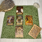 Green Altar Cloth, Floral Leaves Tarot Cloth, Tarot Reading Supplies and Accessories, Charm Rune Casting Cloth, Witch Tarot Reader Gifts