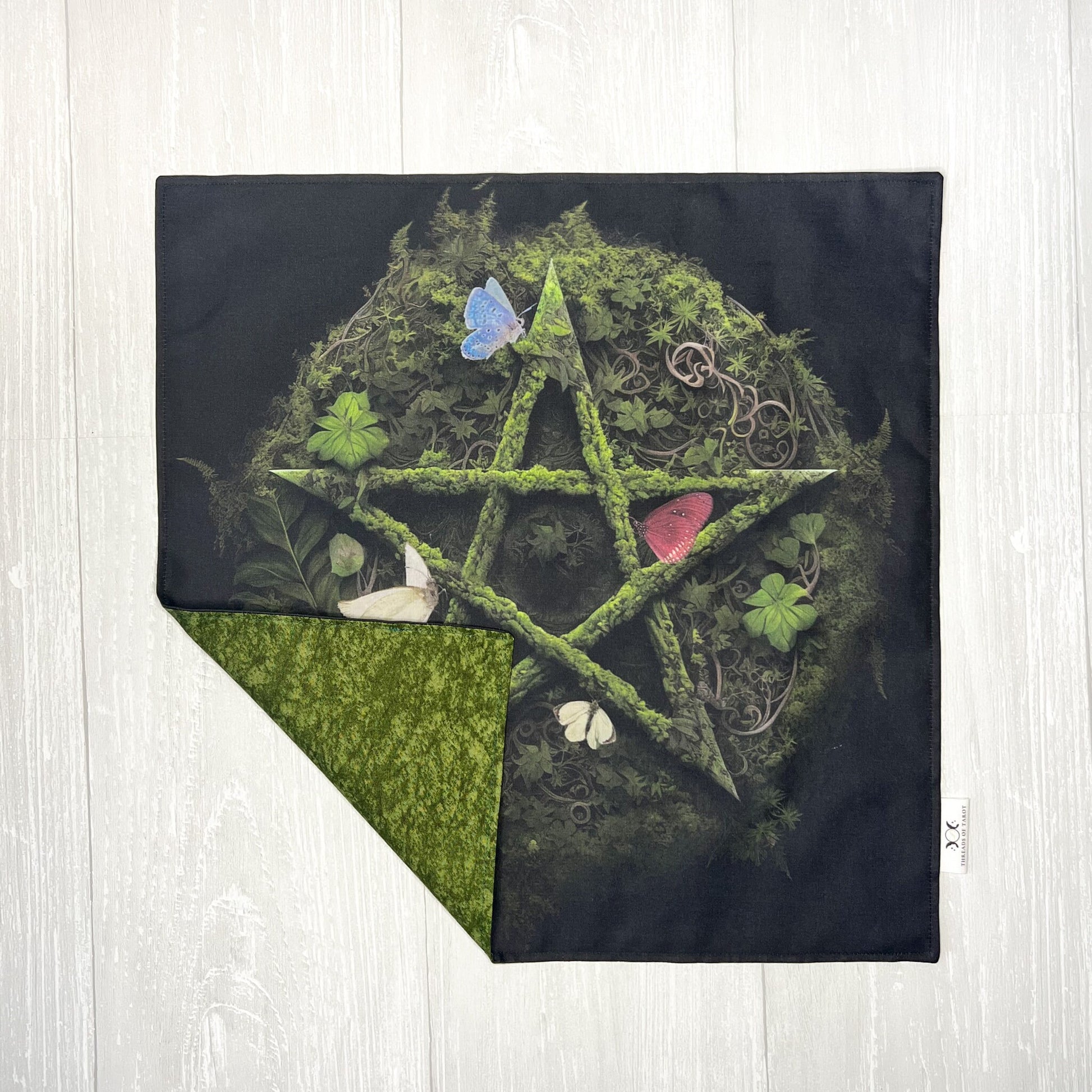 Earthy Pentacle Altar Cloth, Tarot Reading Cloth, Earthy Tarot Reading Supplies and Accessories, Rune Casting Cloth, Witch Tarot Reader Gift