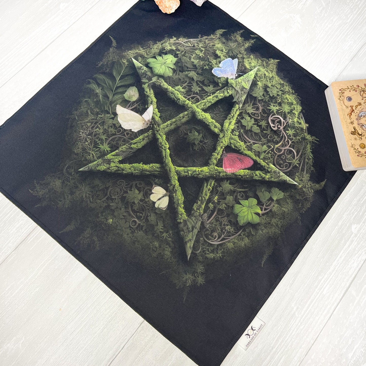 Earthy Pentacle Altar Cloth, Tarot Reading Cloth, Earthy Tarot Reading Supplies and Accessories, Rune Casting Cloth, Witch Tarot Reader Gift