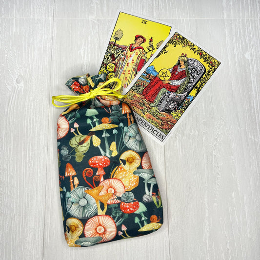 Large Mushroom Tarot Deck Bag, Oracle Card Drawstring Pouch, Deck Storage Holder, Pagan Witchcraft Divination Tools Gifts & Supplies