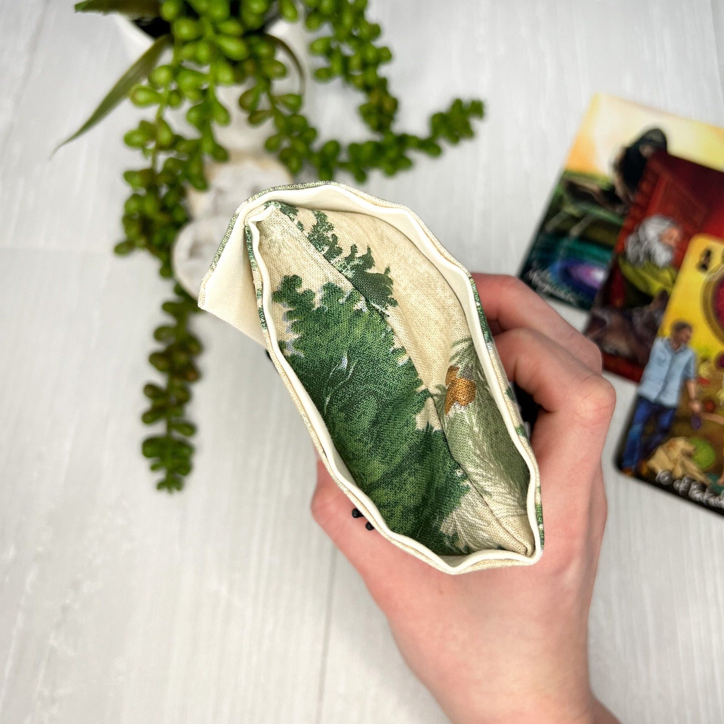 Tree Tarot Wrap, Foresty Green Tarot Fold Over Pouch, Tarot Supplies & Accessories, Tarot Card Holder, Divination Tools, Tarot Reader Gift