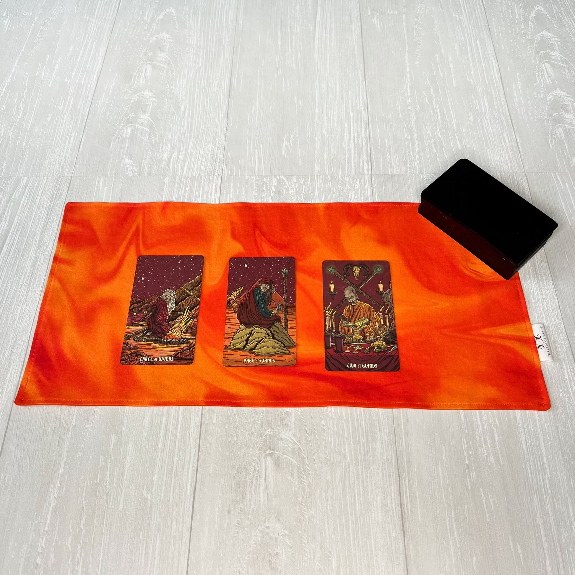 Fire Altar Cloth, Rectangle Orange Tarot Reading Cloth, Elemental Tarot Reading Supplies & Accessories, Rune Casting, Witch Tarot Reader