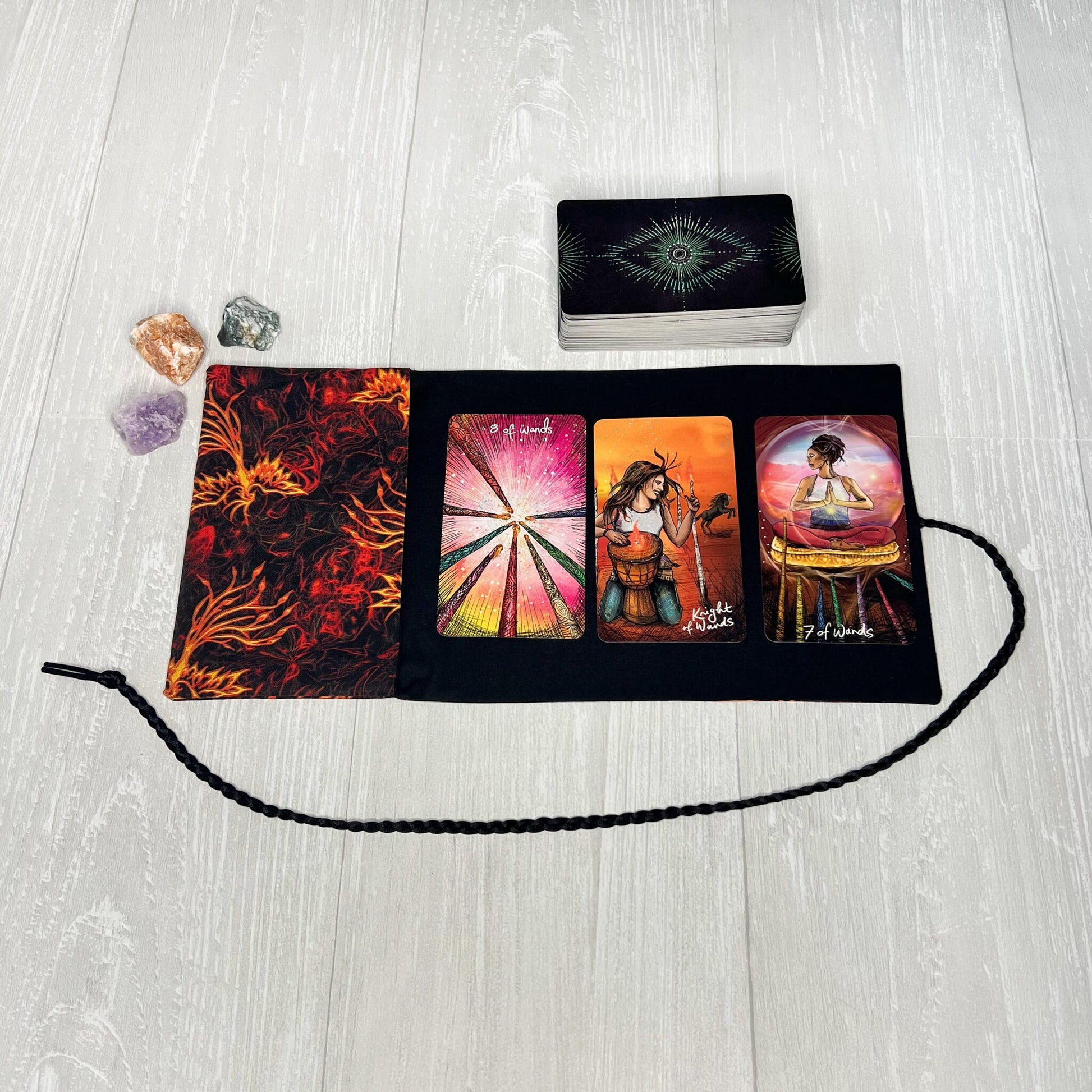 Phoenix Tarot Wrap, Red Flame Tarot Fold Over Pouch, Tarot Supplies & Accessories, Tarot Card Holder, Divination Tools, Tarot Reader Gift
