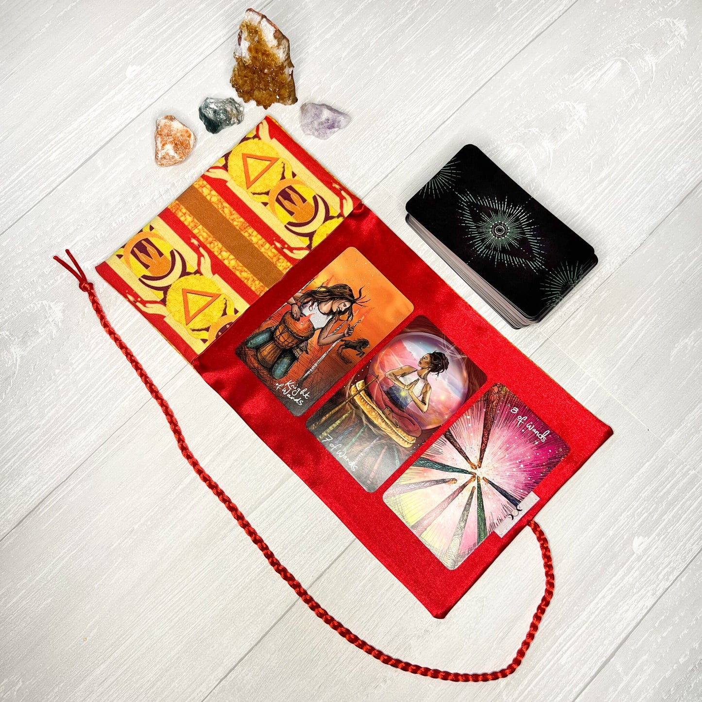 Fire Symbol Tarot Wrap, Alchemy Tarot Fold Over Pouch, Tarot Supplies & Accessories, Tarot Card Holder, Divination Tools, Tarot Reader Gift
