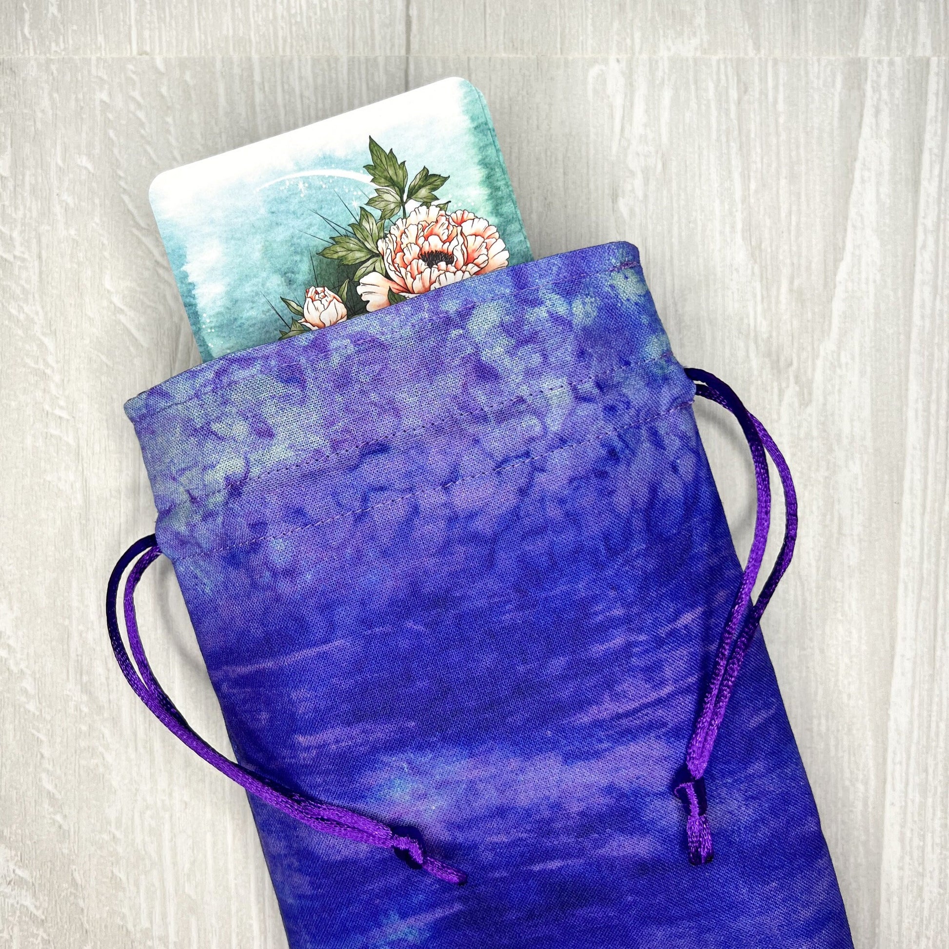 Blue and Purple Tarot Bag, Tarot Drawstring Pouch, Tarot Deck Storage Holder, Pagan Witchcraft Wiccan Divination Tools Gifts & Supplies