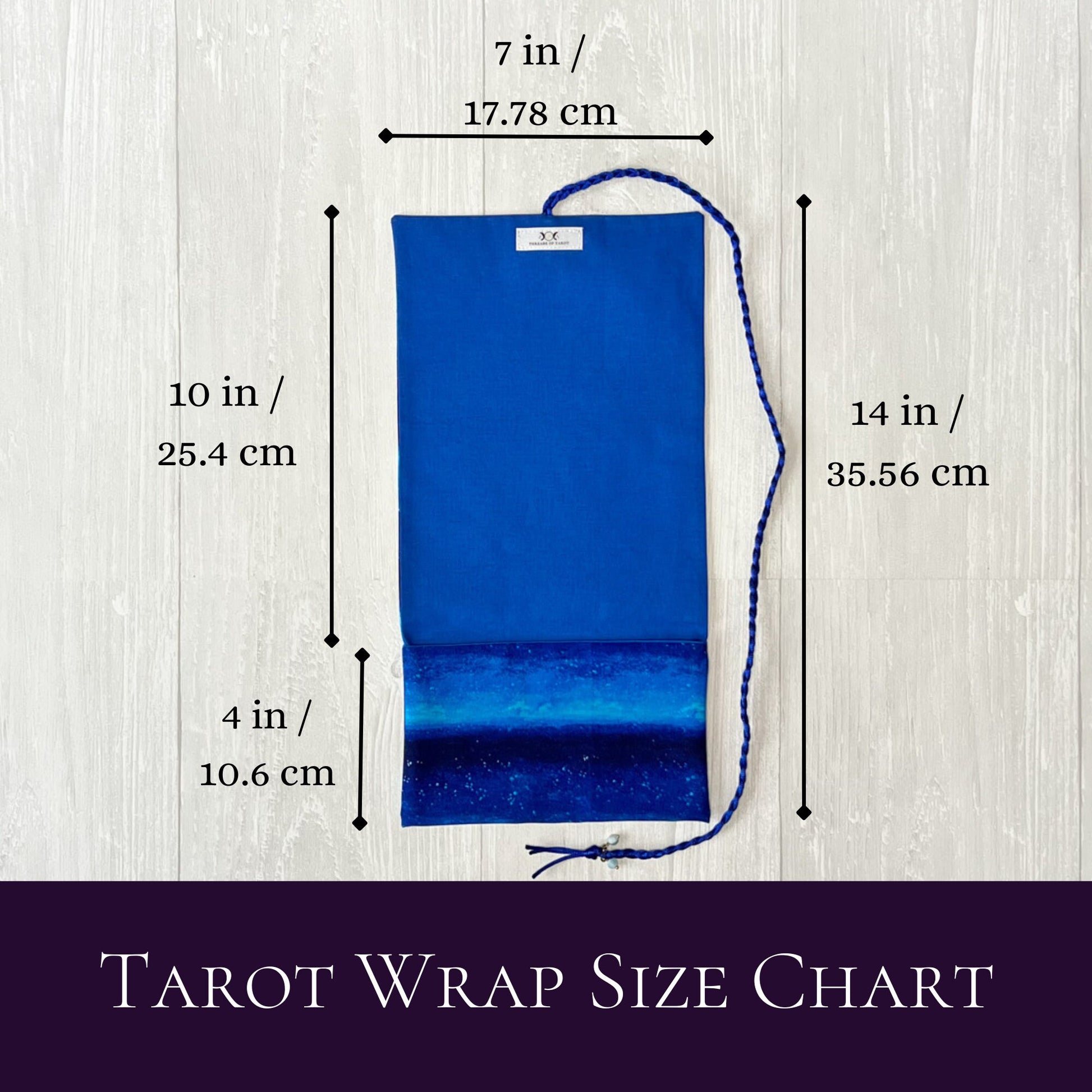 Blue Tarot Wrap w/ Charm Beads, Tarot Fold Over Pouch, Tarot Supplies & Accessories, Tarot Card Holder, Divination Tools, Tarot Reader Gift