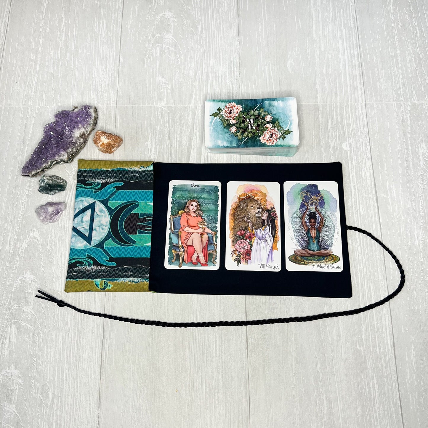 Water Symbol Tarot Wrap, Alchemy Tarot Fold Over Pouch, Tarot Supplies & Accessories, Tarot Card Holder, Divination Tools, Tarot Reader Gift