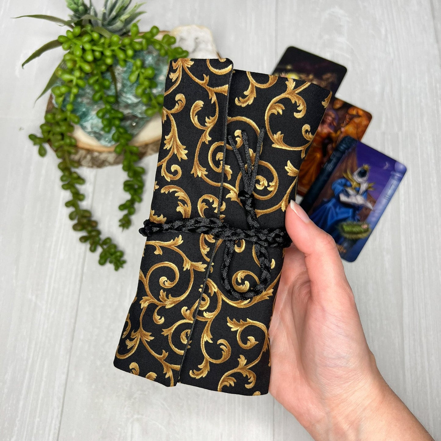 Brown Swirl Tarot Wrap Pouch, Tarot Fold Over Pouch, Tarot Supplies & Accessories, Tarot Card Holder, Divination Witch Tarot Reader Gift