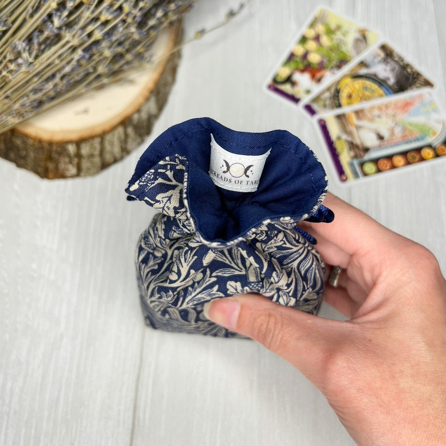 Mini Floral Tarot Deck Bag, Drawstring Pouch, Pocket Tarot, Dice Rune Crystal Bag, Witchcraft & Wiccan Supplies Gift, Divination Tools