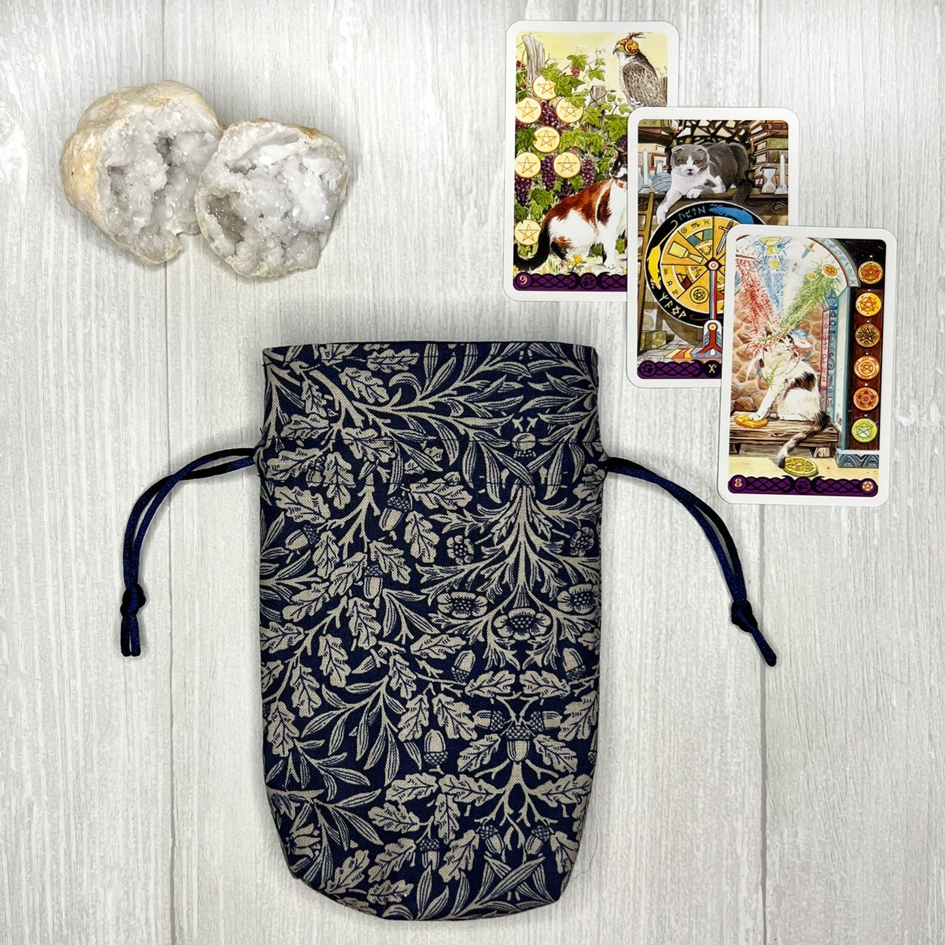 Mini Floral Tarot Deck Bag, Drawstring Pouch, Pocket Tarot, Dice Rune Crystal Bag, Witchcraft & Wiccan Supplies Gift, Divination Tools