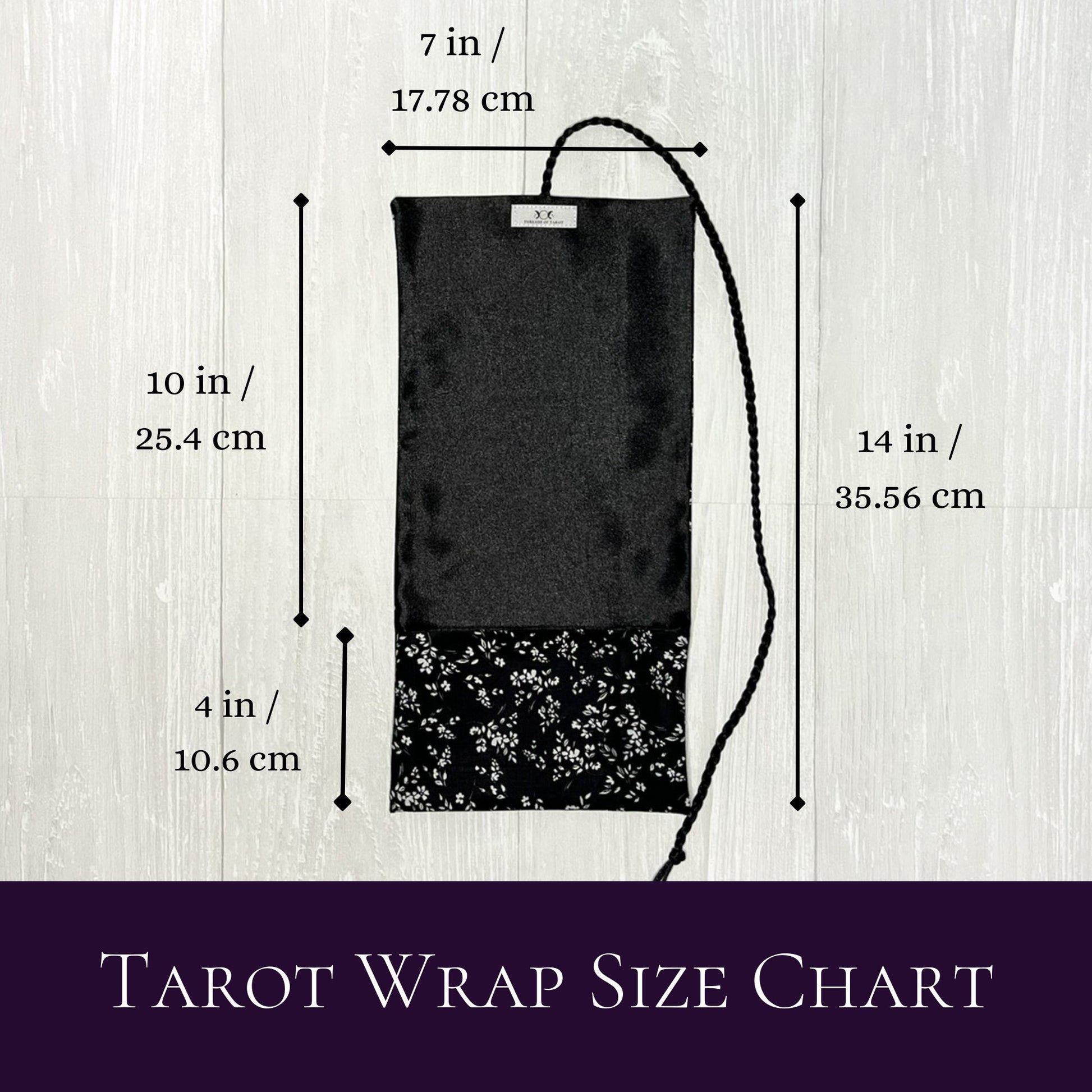 Black Floral Tarot Deck Wrap Pouch, Tarot Pouch, Tarot Altar Supplies & Accessories, Tarot Card Holder, Divination Pagan Tarot Reader Gift