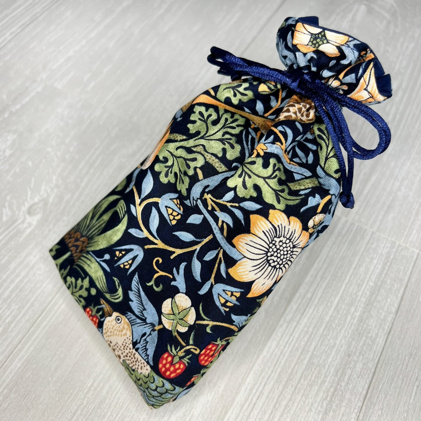 Floral & Bird Tarot Bag, William Morris Drawstring Pouch, Tarot Deck Storage Holder, Pagan Witchcraft Wiccan Divination Tool Gifts Supplies