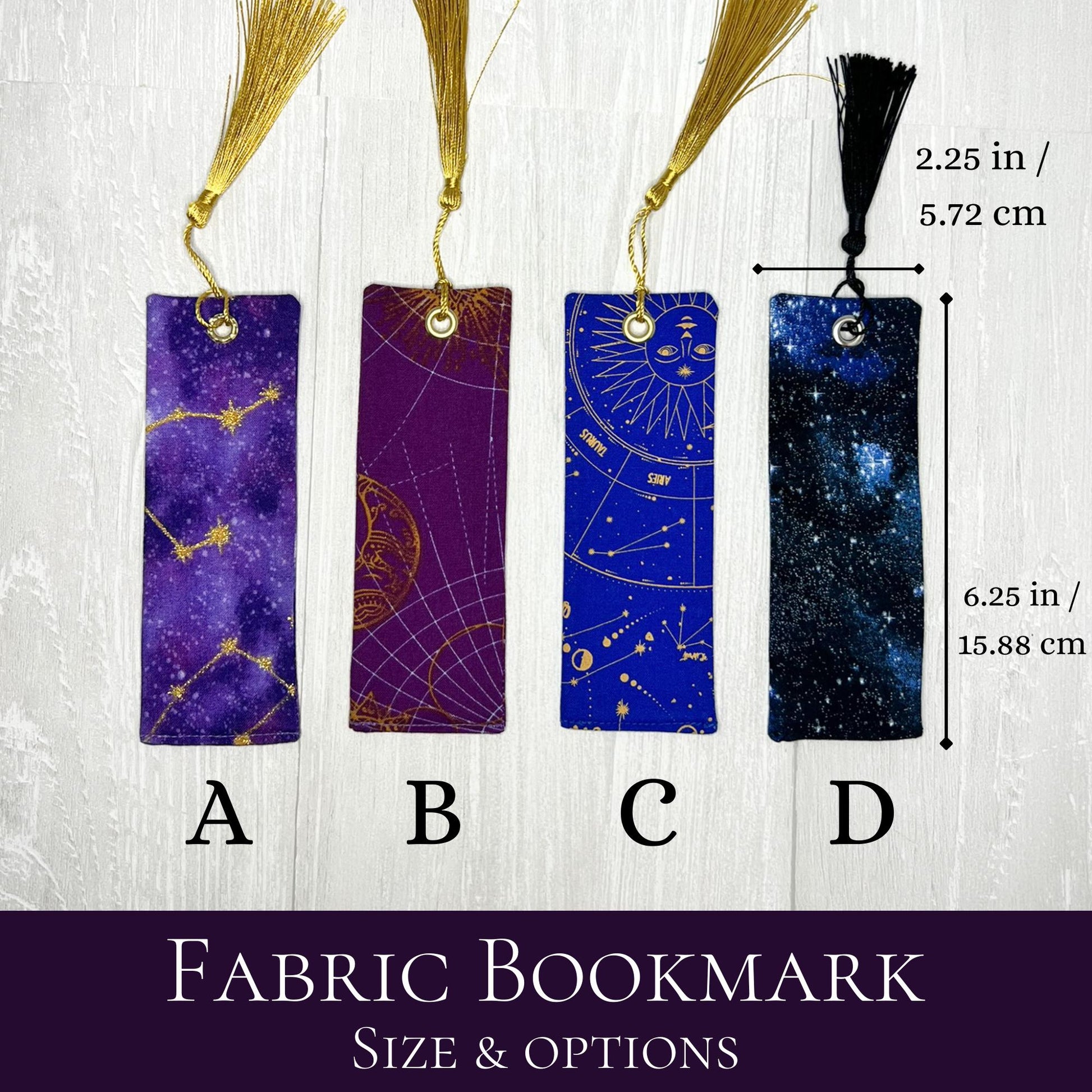 Celestial Fabric Bookmark / Witchy Book Accessories / Book Page Holder / Book of Shadows & Spell Book Mark / Book Gifts / Unique Bookmark