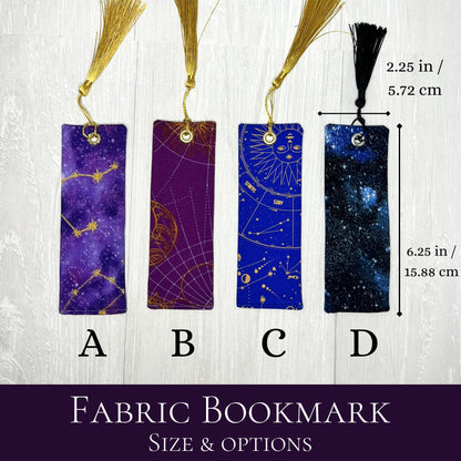 Celestial Fabric Bookmark / Witchy Book Accessories / Book Page Holder / Book of Shadows & Spell Book Mark / Book Gifts / Unique Bookmark