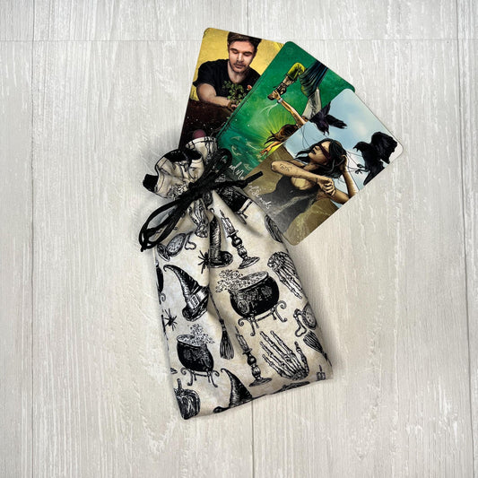 Witchy Tarot Bag, Drawstring Pouch, Tarot Deck Storage Holder, Standard Tarot, Halloween Witchcraft Wiccan Divination Gifts & Supplies
