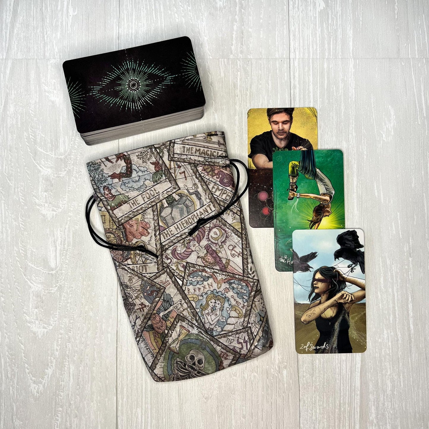 Witchy Tarot Card Bag, Drawstring Pouch, Tarot Deck Storage Holder, Standard Tarot, Halloween Witchcraft Wiccan Divination Gifts & Supplies