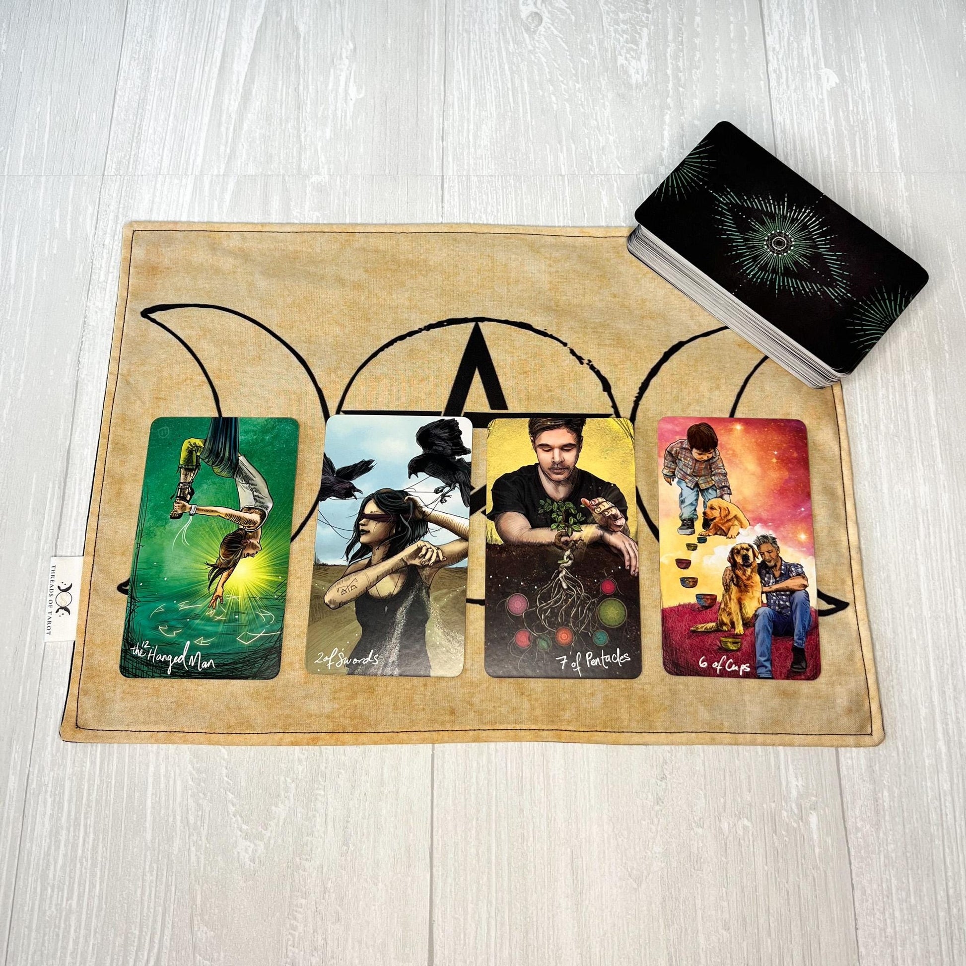 Triple Goddess Pentacle Tarot Cloth, Rune Casting Cloth, Altar Ritual Cloth, Tarot Reading Supplies, Pagan Witchcraft Wiccan Gift Supplies