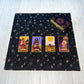 Moon & Star Tarot Cloth, 17"x17" Purple Black Altar Cloth, Tarot Reading Supplies and Accessories, Rune Casting Cloth, Tarot Reader Gift