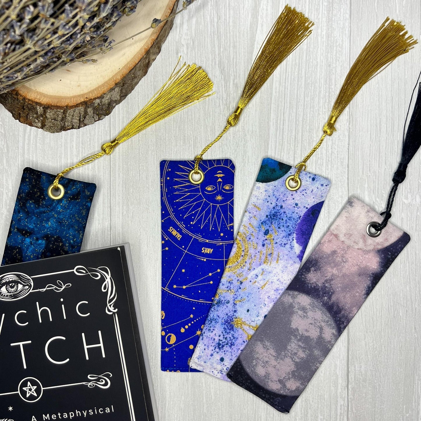 Celestial Fabric Bookmark / Witchy Book Accessories / Book Page Holder / Book of Shadows & Spell Book Mark / Book Gifts / Unique Bookmark
