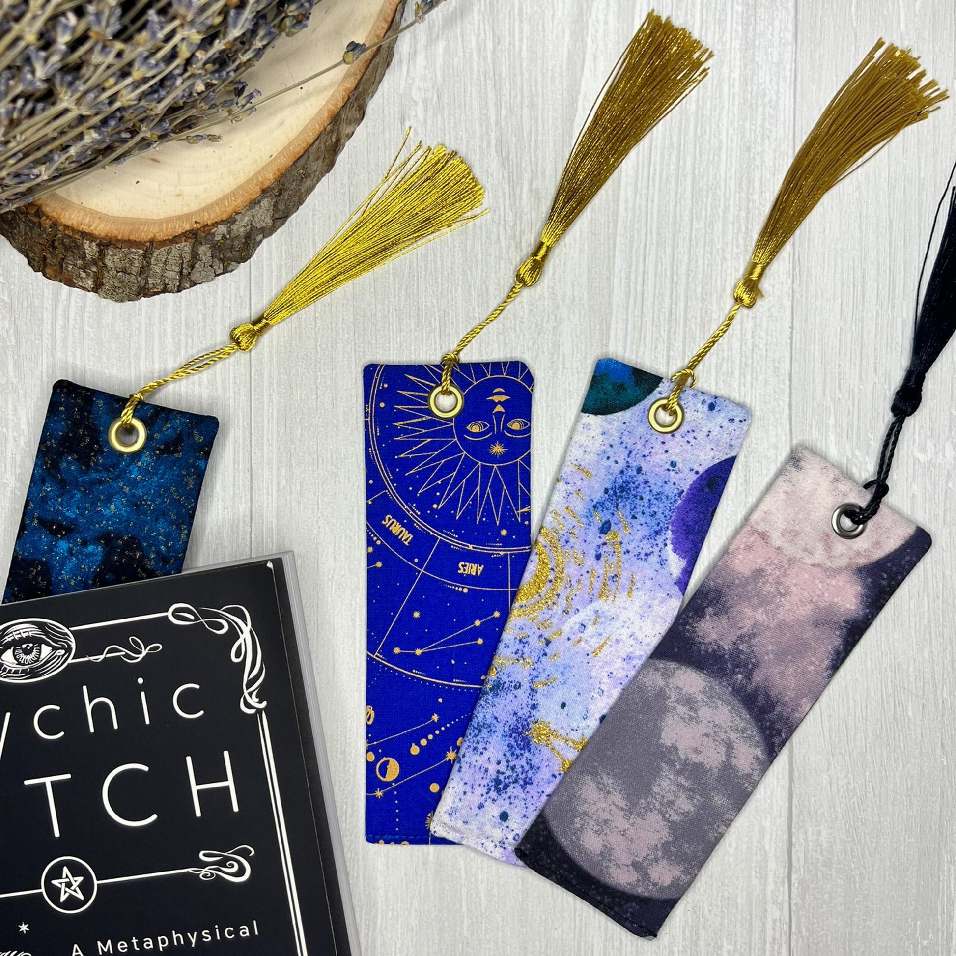 Celestial Fabric Bookmark / Witchy Book Accessories / Book Page Holder / Book of Shadows & Spell Book Mark / Book Gifts / Unique Bookmark