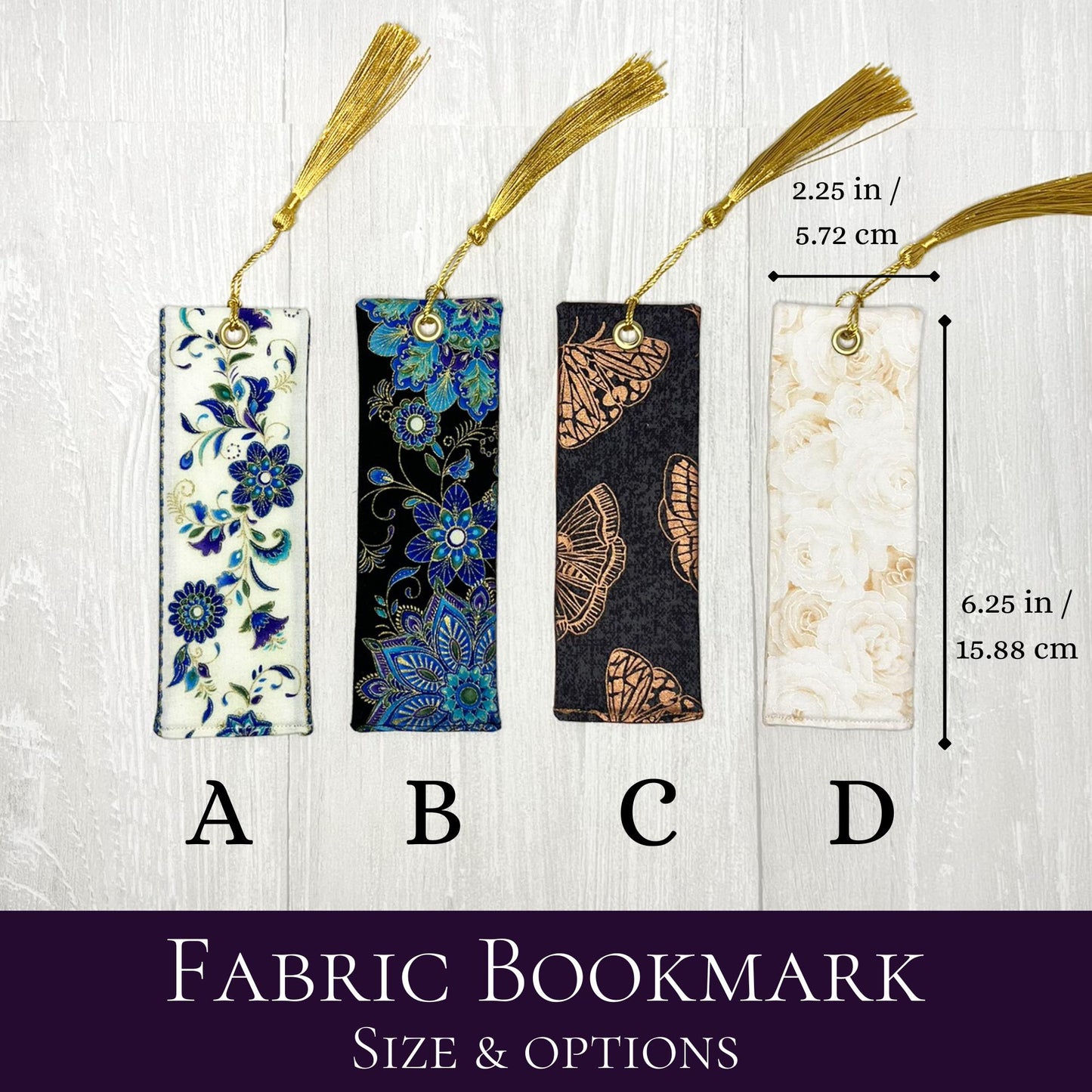 Fabric Bookmarks / Witchy Book Accessories / Book Page Holder / Book of Shadows & Spell Book Mark / Book Gifts / Metallic Unique Bookmark