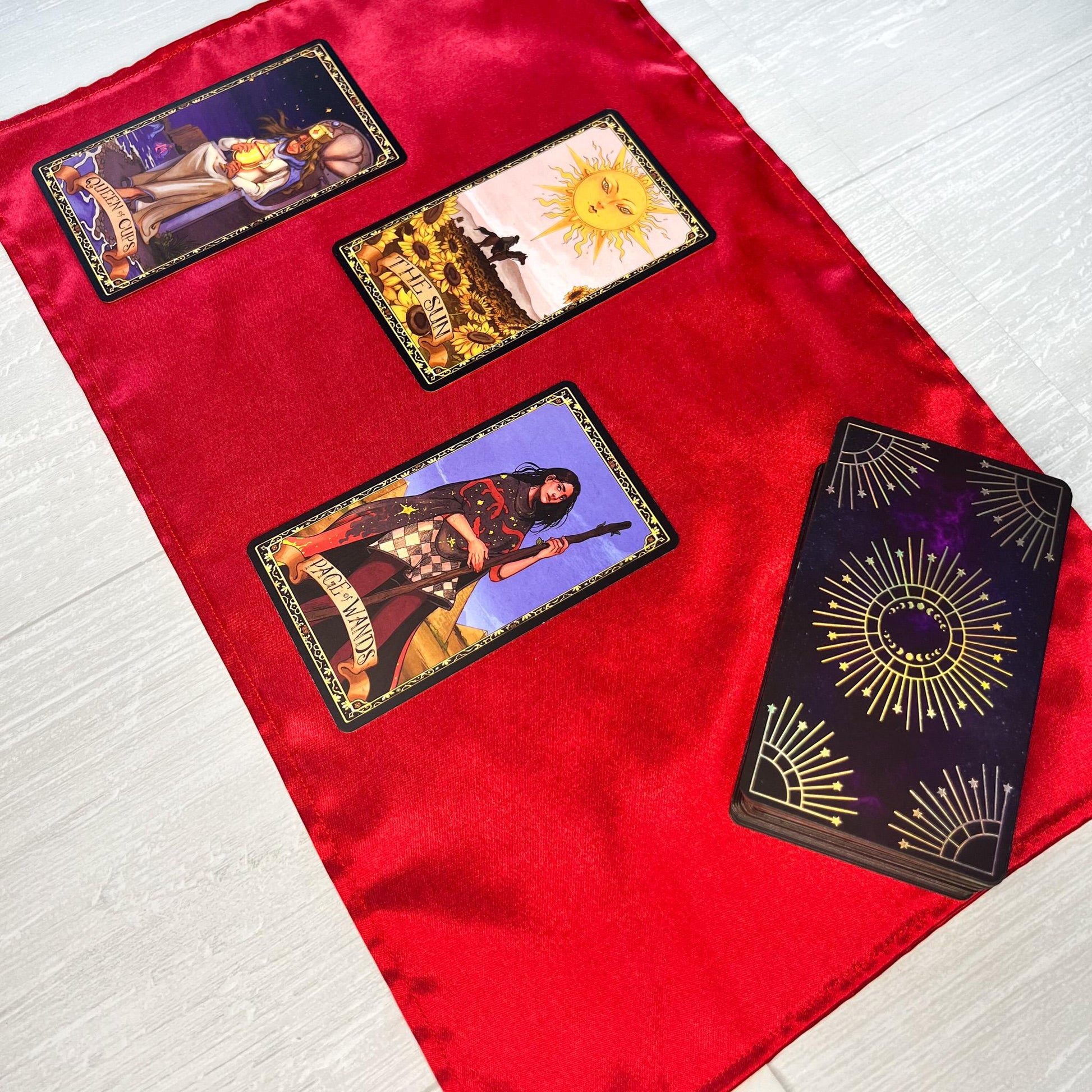 Small Red Satin Altar Cloth, Tarot Reading Cloth, Ritual Cloth, Rune Casting, Tarot Reading Supplies, Divination Tool, Witch Altar Decor