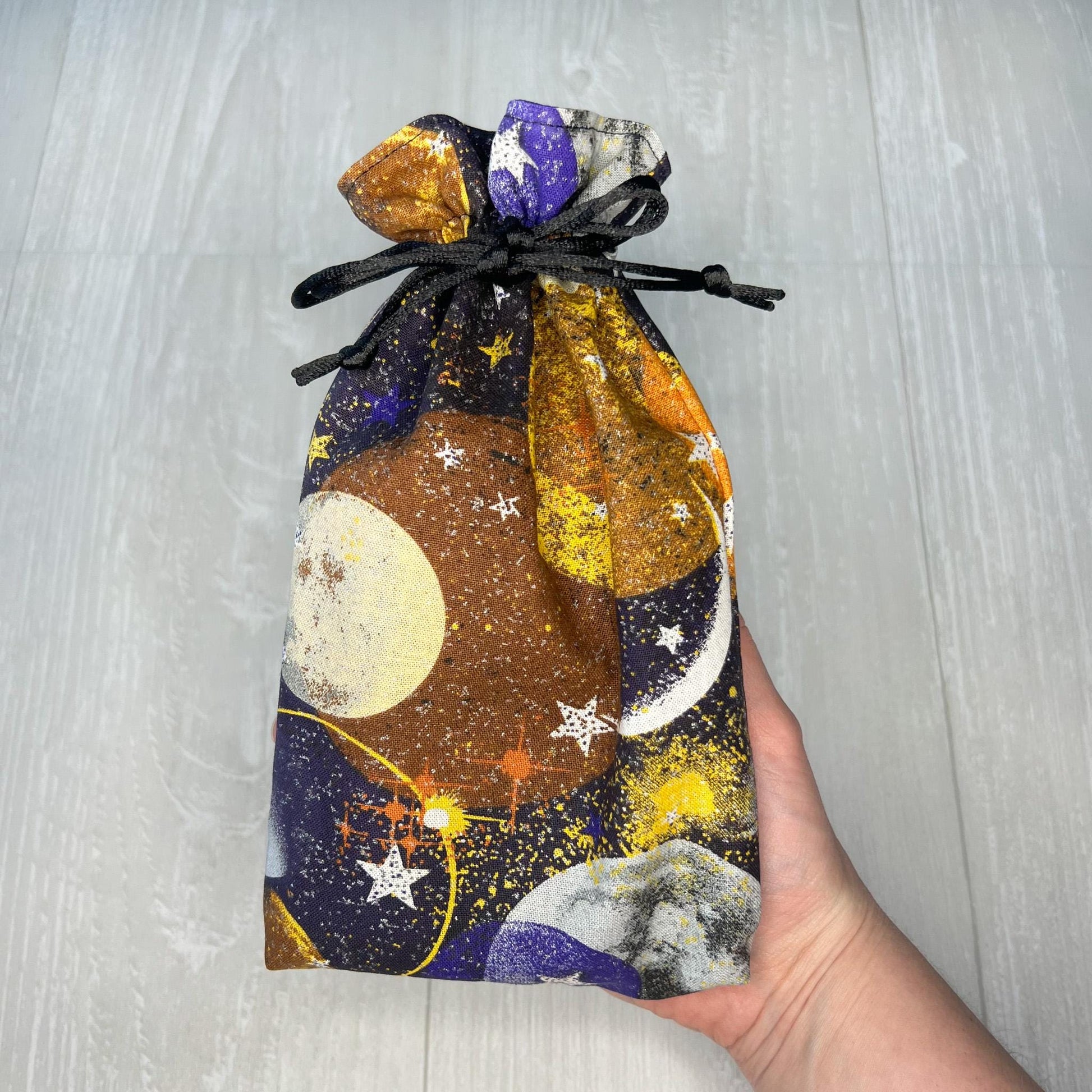 Celestial Tarot Bag, Drawstring Pouch, Tarot Deck Storage Holder, Standard Tarot, Moons Planet Witchcraft Wiccan Divination Gifts & Supplies